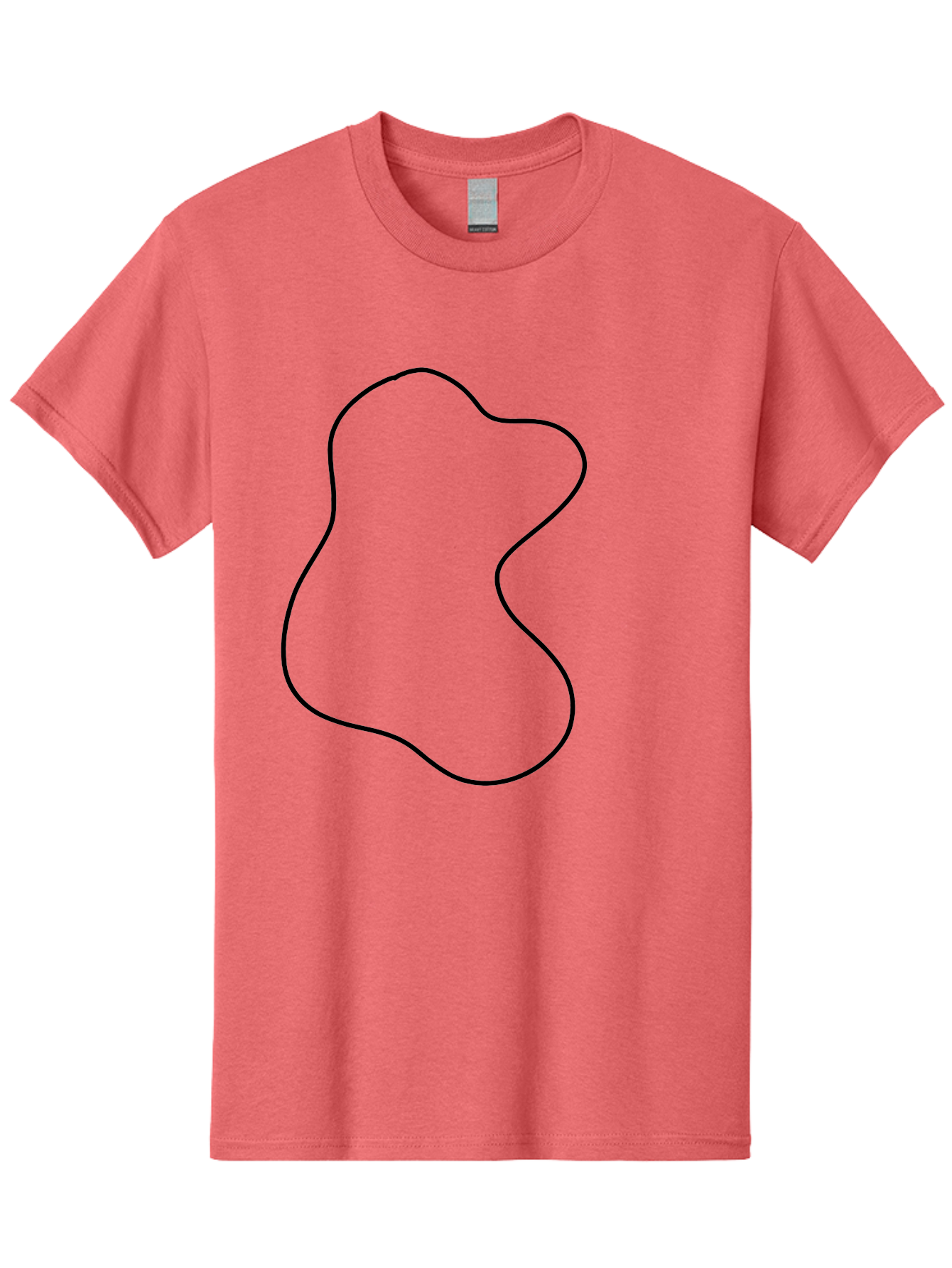 Black-Outline-Shape Men'S Graphic Tee, 100% Cotton, Comfortable Casual Summer Wear, Machine Washable, Abstract Shape, Black Outline, Modern Design, Minimalist Art, Simple Graphics, Contemporary Style, Fluid Form -  Aaa387