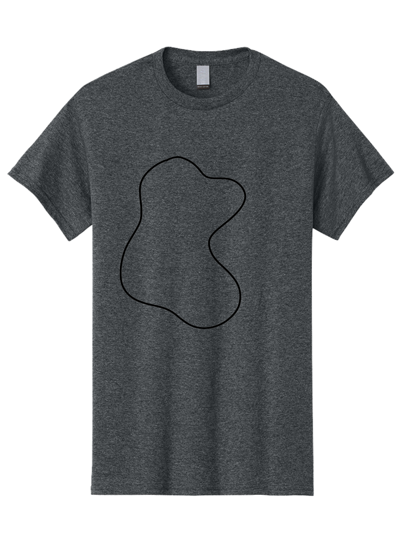 Black-Outline-Shape Men'S Graphic Tee, 100% Cotton, Comfortable Casual Summer Wear, Machine Washable, Abstract Shape, Black Outline, Modern Design, Minimalist Art, Simple Graphics, Contemporary Style, Fluid Form -  Aaa387
