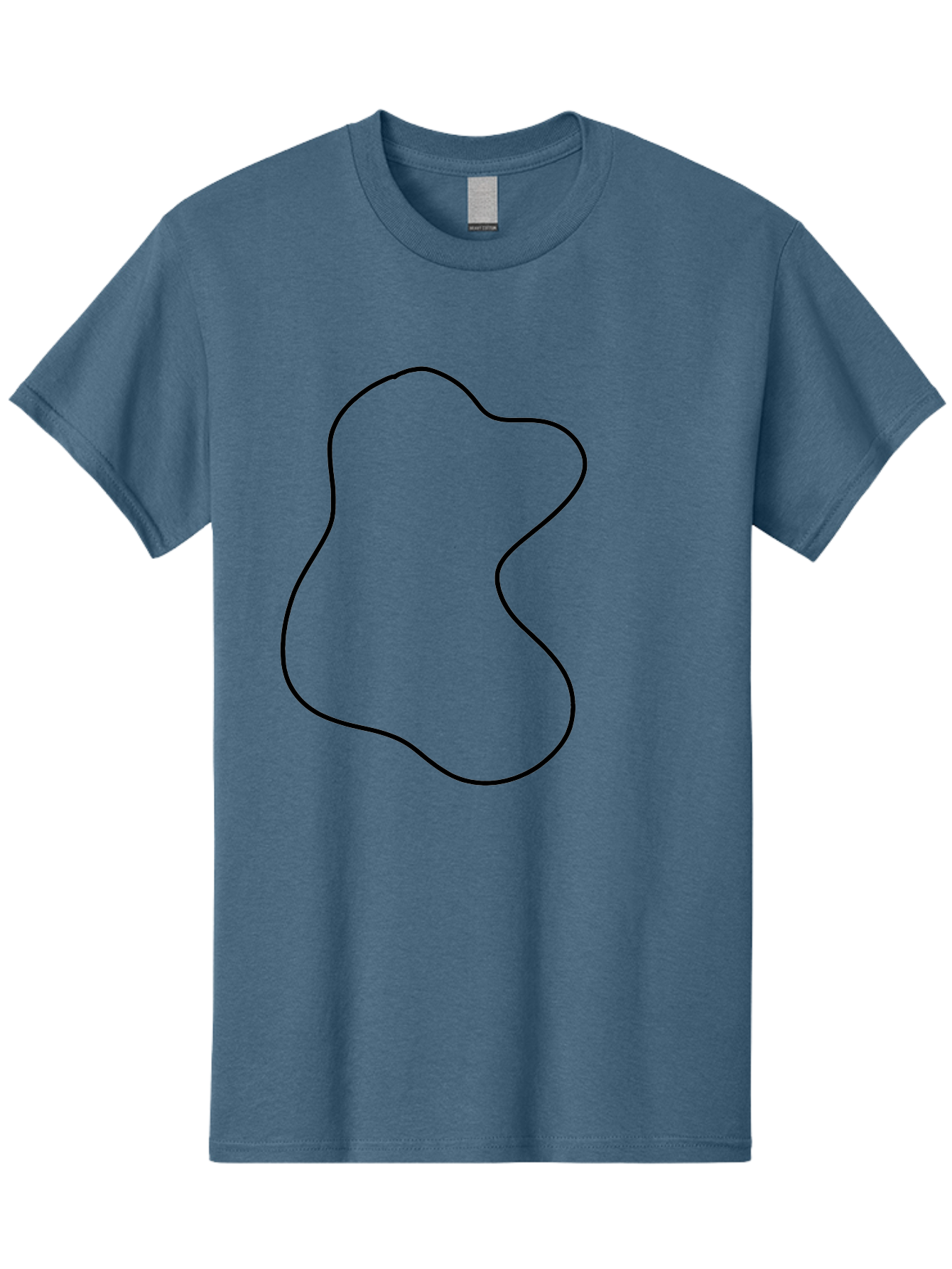Black-Outline-Shape Men'S Graphic Tee, 100% Cotton, Comfortable Casual Summer Wear, Machine Washable, Abstract Shape, Black Outline, Modern Design, Minimalist Art, Simple Graphics, Contemporary Style, Fluid Form -  Aaa387
