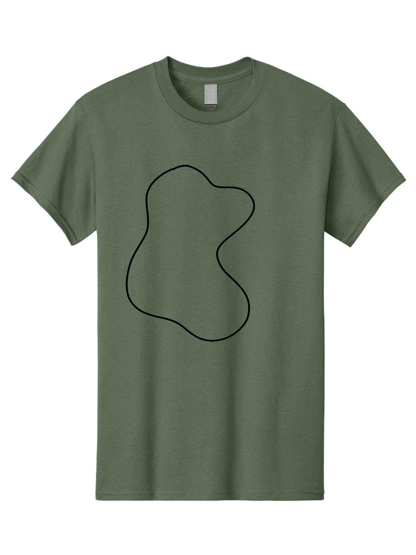 Black-Outline-Shape Men'S Graphic Tee, 100% Cotton, Comfortable Casual Summer Wear, Machine Washable, Abstract Shape, Black Outline, Modern Design, Minimalist Art, Simple Graphics, Contemporary Style, Fluid Form -  Aaa387