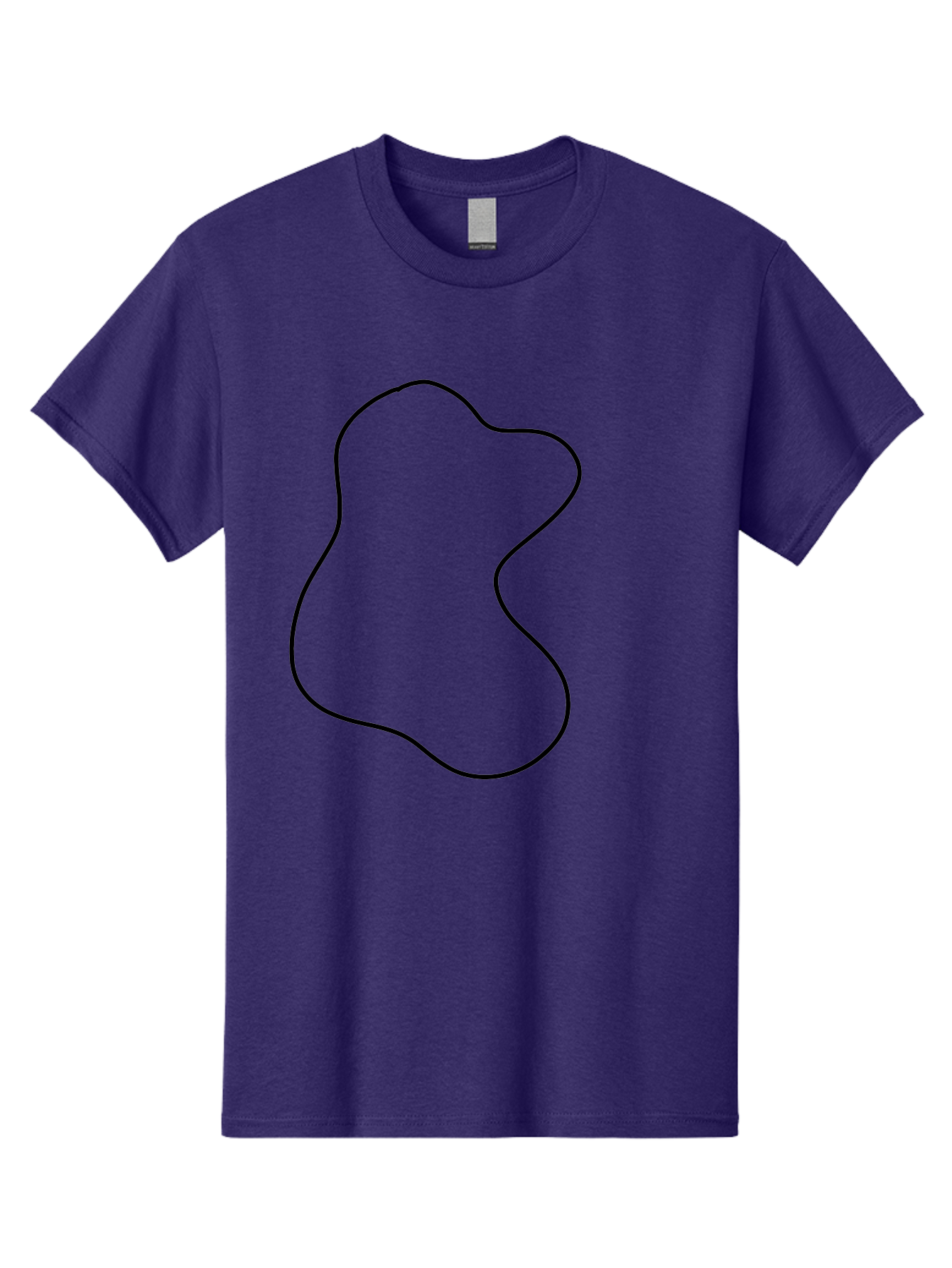 Black-Outline-Shape Men'S Graphic Tee, 100% Cotton, Comfortable Casual Summer Wear, Machine Washable, Abstract Shape, Black Outline, Modern Design, Minimalist Art, Simple Graphics, Contemporary Style, Fluid Form -  Aaa387