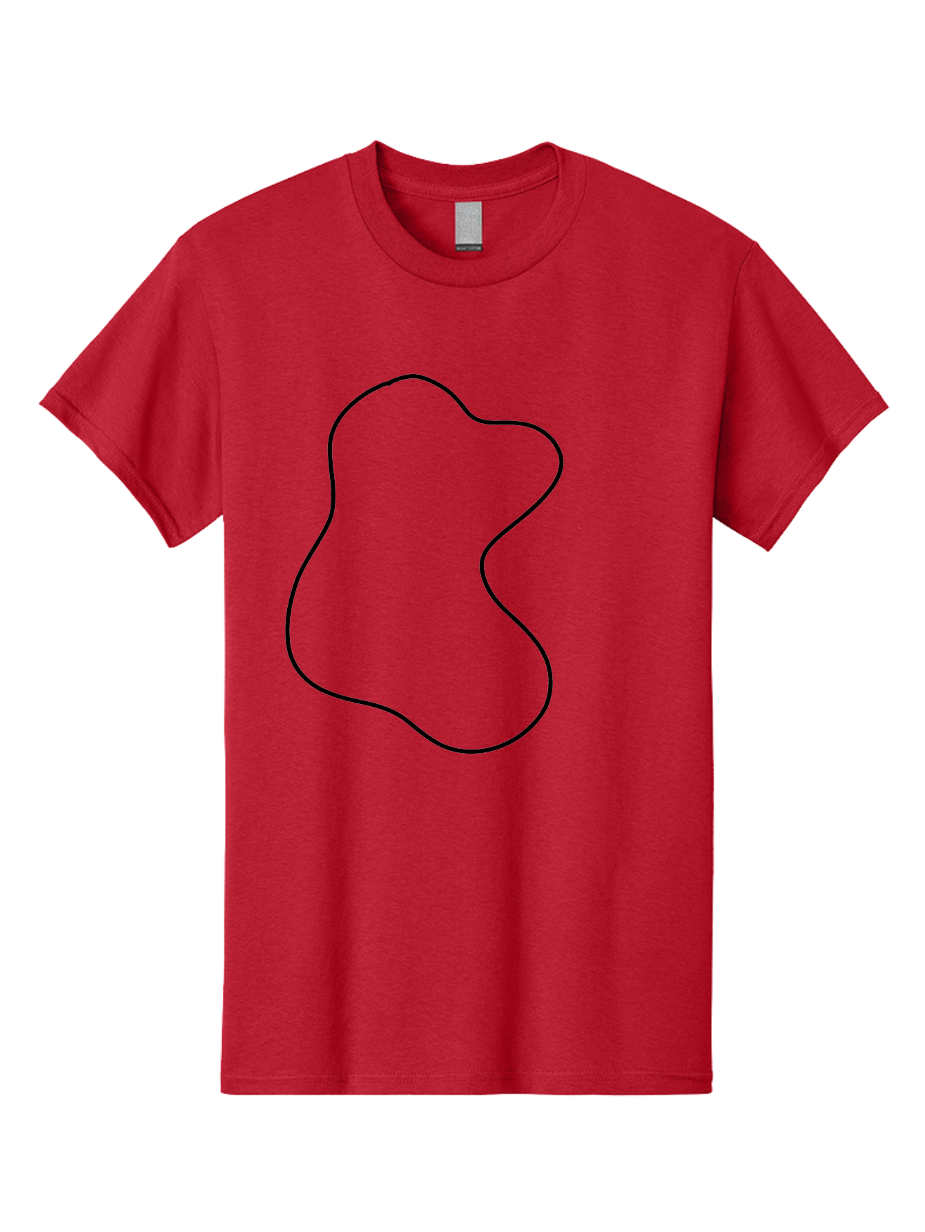 Black-Outline-Shape Men'S Graphic Tee, 100% Cotton, Comfortable Casual Summer Wear, Machine Washable, Abstract Shape, Black Outline, Modern Design, Minimalist Art, Simple Graphics, Contemporary Style, Fluid Form -  Aaa387
