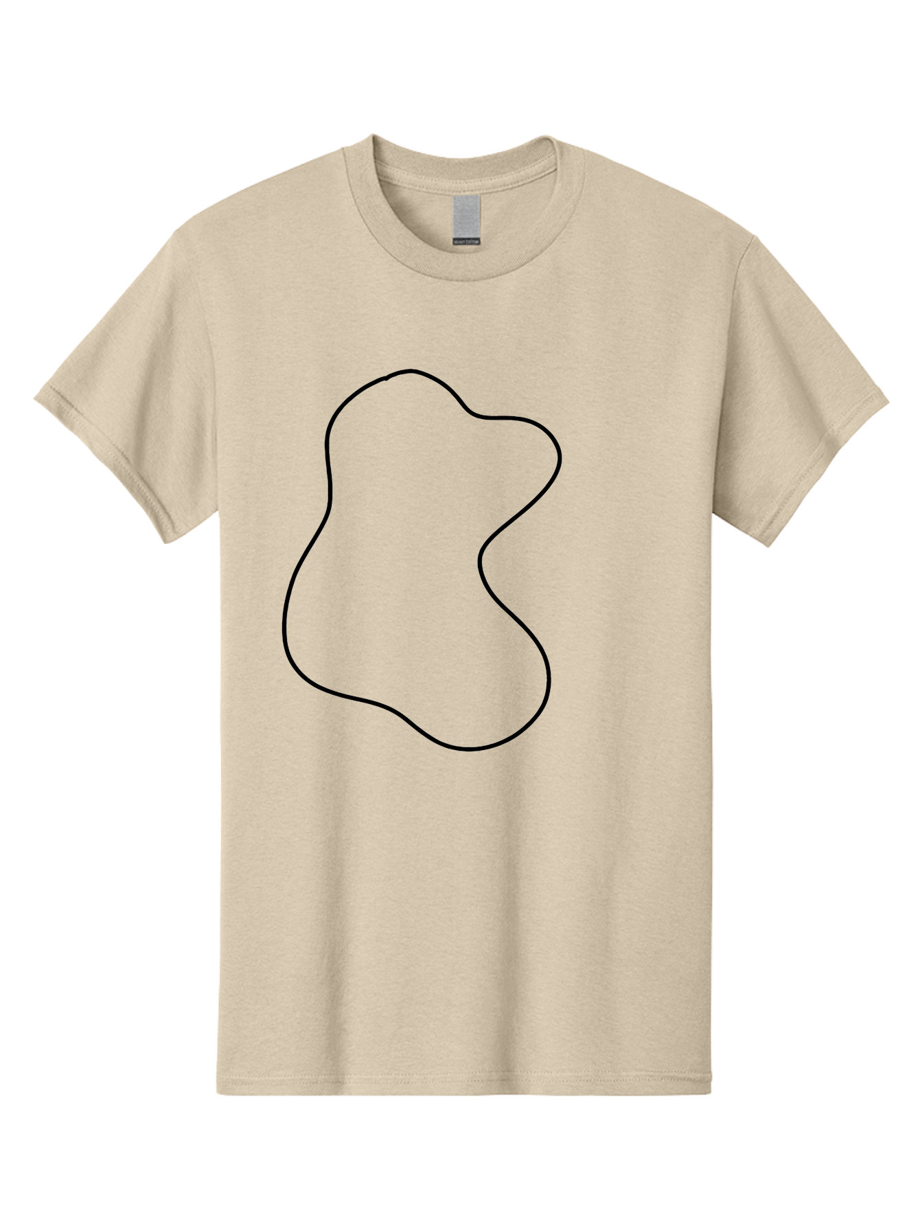 Black-Outline-Shape Men'S Graphic Tee, 100% Cotton, Comfortable Casual Summer Wear, Machine Washable, Abstract Shape, Black Outline, Modern Design, Minimalist Art, Simple Graphics, Contemporary Style, Fluid Form -  Aaa387