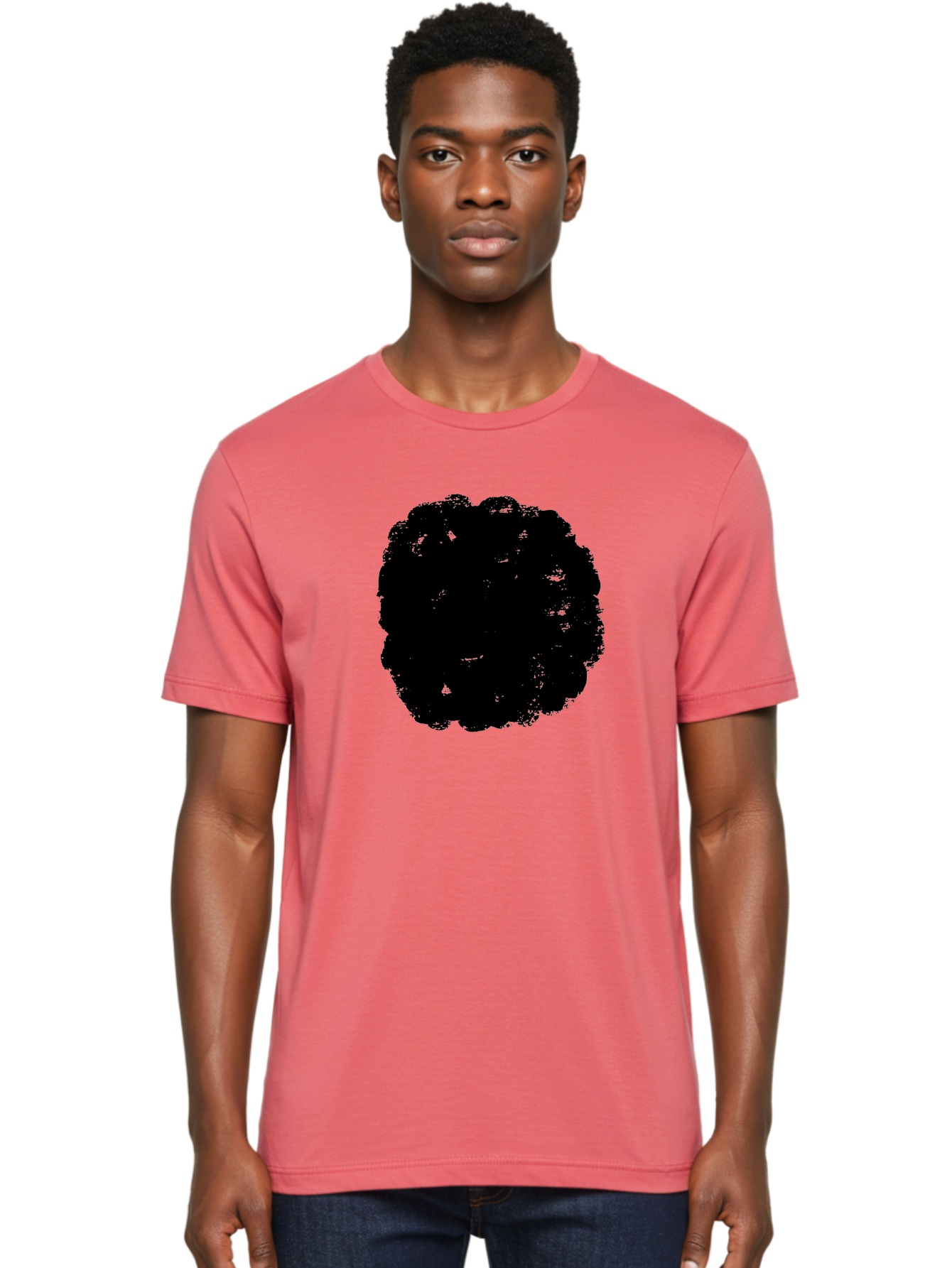 Black-Paint-Splash Men'S Graphic Tee, 100% Cotton, Comfortable Casual Summer Wear, Machine Washable, Abstract Art, Black Shape, Green Background, Digital Illustration, Modern Design, Artistic Expression, Creative Graphics -  Aaa388