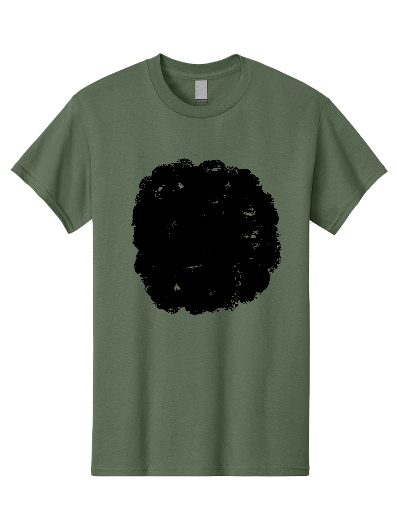 Black-Paint-Splash Men'S Graphic Tee, 100% Cotton, Comfortable Casual Summer Wear, Machine Washable, Abstract Art, Black Shape, Green Background, Digital Illustration, Modern Design, Artistic Expression, Creative Graphics -  Aaa388