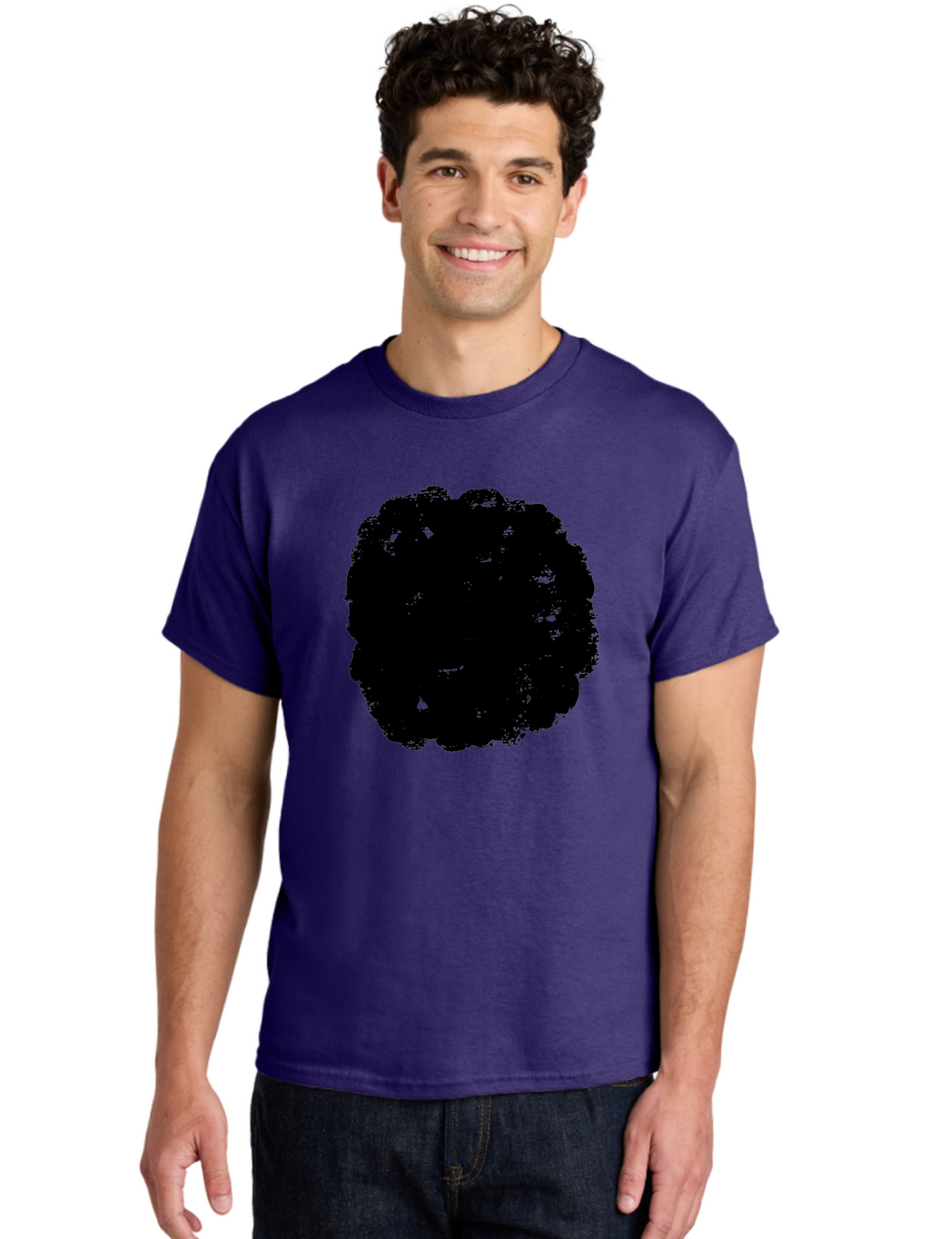 Black-Paint-Splash Men'S Graphic Tee, 100% Cotton, Comfortable Casual Summer Wear, Machine Washable, Abstract Art, Black Shape, Green Background, Digital Illustration, Modern Design, Artistic Expression, Creative Graphics -  Aaa388