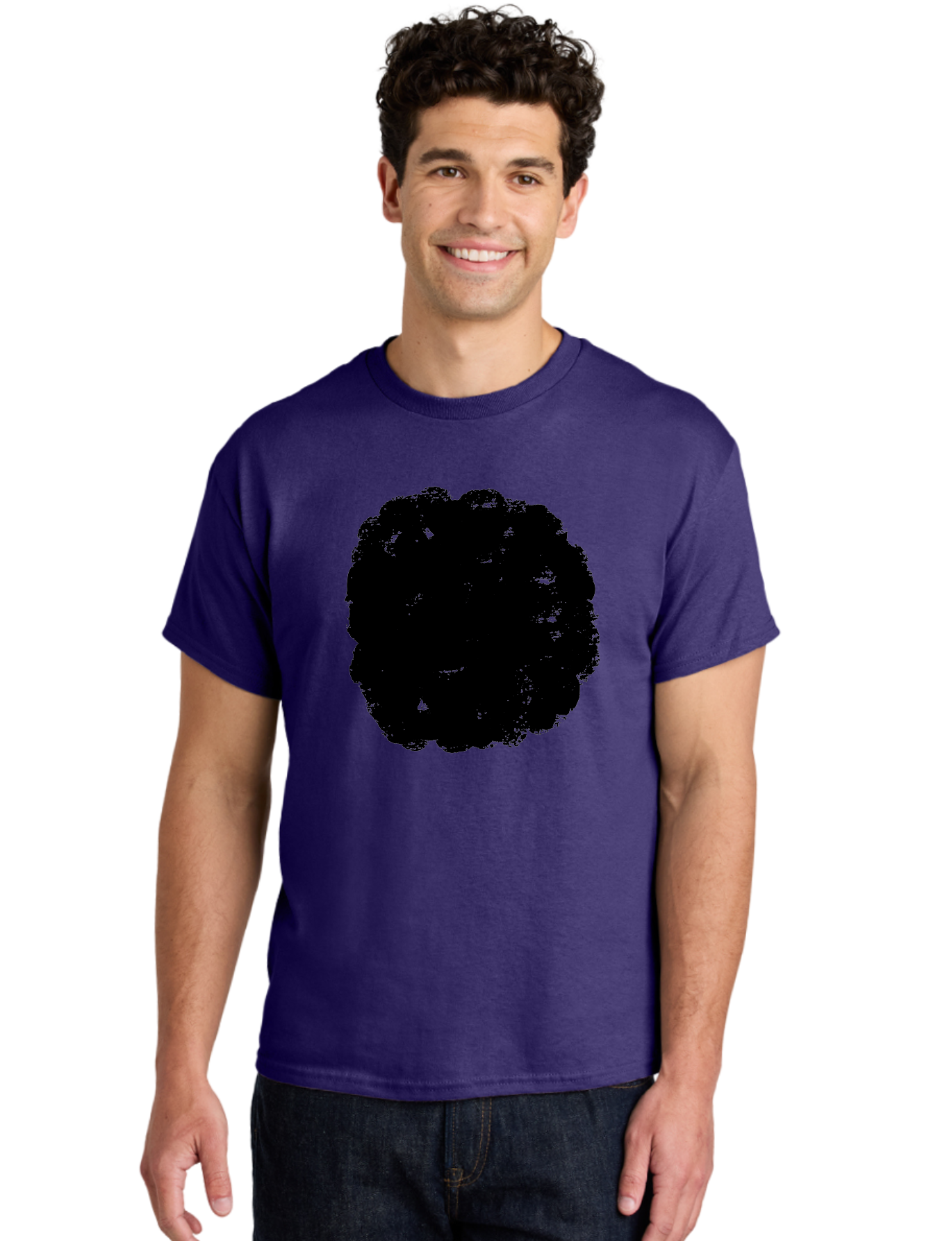 Black-Paint-Splash Men'S Graphic Tee, 100% Cotton, Comfortable Casual Summer Wear, Machine Washable, Abstract Art, Black Shape, Green Background, Digital Illustration, Modern Design, Artistic Expression, Creative Graphics -  Aaa388