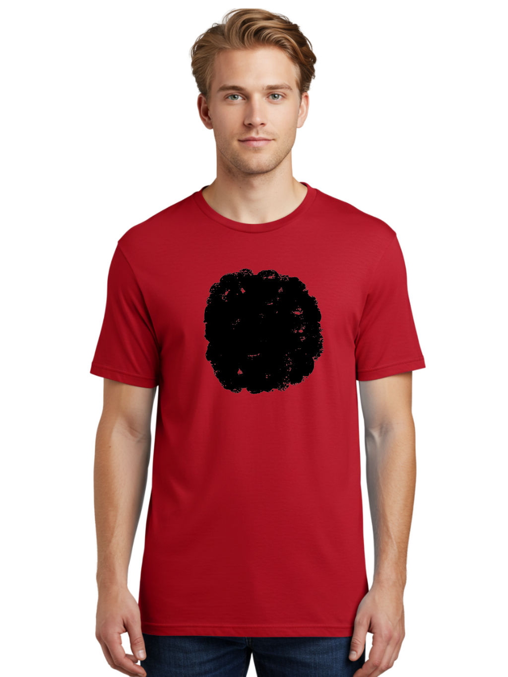 Black-Paint-Splash Men'S Graphic Tee, 100% Cotton, Comfortable Casual Summer Wear, Machine Washable, Abstract Art, Black Shape, Green Background, Digital Illustration, Modern Design, Artistic Expression, Creative Graphics -  Aaa388