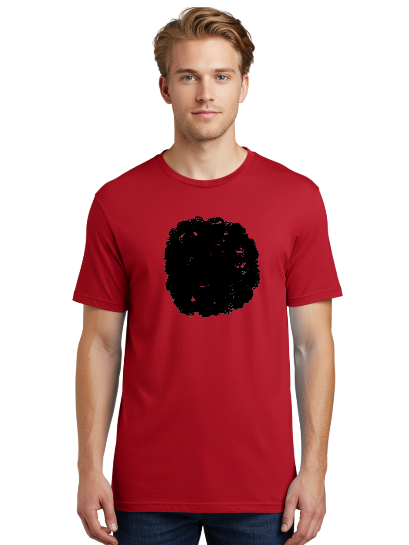 Black-Paint-Splash Men'S Graphic Tee, 100% Cotton, Comfortable Casual Summer Wear, Machine Washable, Abstract Art, Black Shape, Green Background, Digital Illustration, Modern Design, Artistic Expression, Creative Graphics -  Aaa388