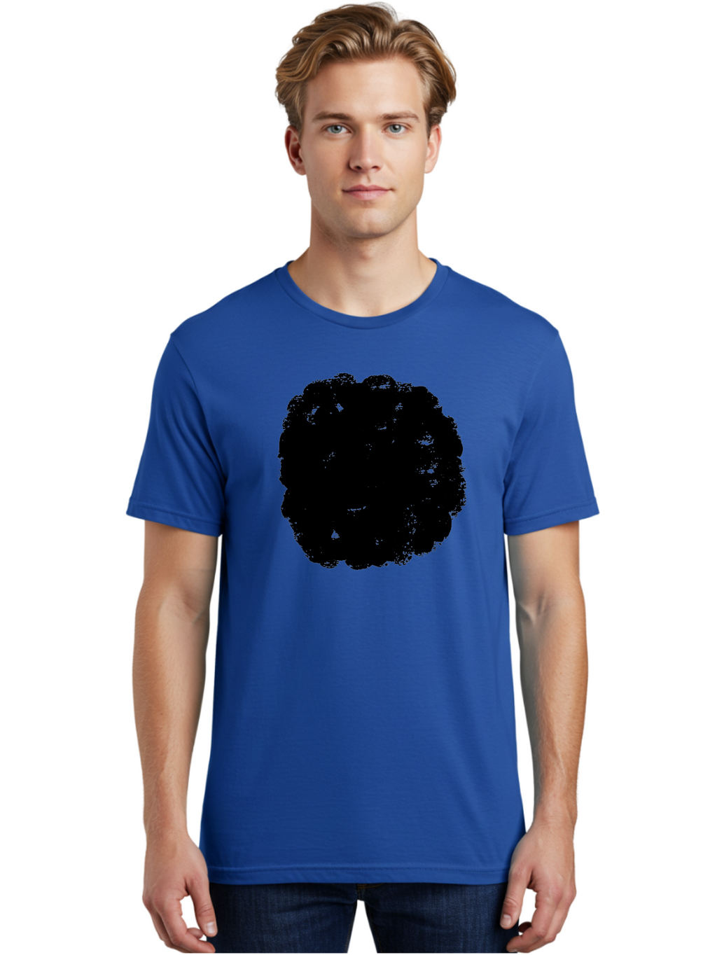 Black-Paint-Splash Men'S Graphic Tee, 100% Cotton, Comfortable Casual Summer Wear, Machine Washable, Abstract Art, Black Shape, Green Background, Digital Illustration, Modern Design, Artistic Expression, Creative Graphics -  Aaa388