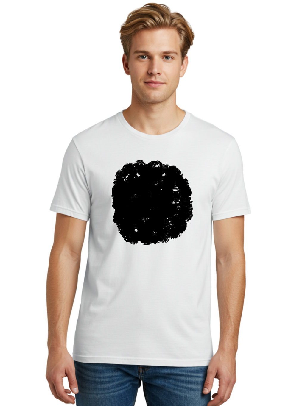Black-Paint-Splash Men'S Graphic Tee, 100% Cotton, Comfortable Casual Summer Wear, Machine Washable, Abstract Art, Black Shape, Green Background, Digital Illustration, Modern Design, Artistic Expression, Creative Graphics -  Aaa388