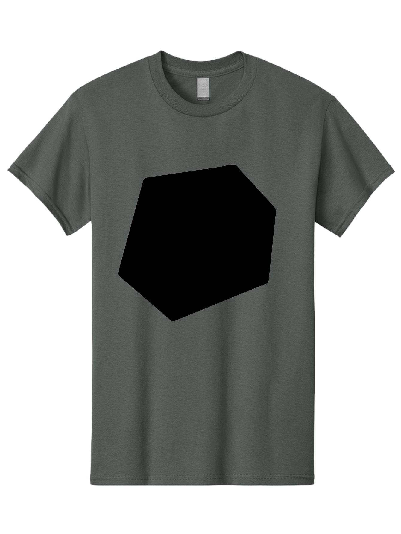 Black-Pentagon Men'S Graphic Tee, 100% Cotton, Comfortable Casual Summer Wear, Machine Washable, Black Heptagon, Geometric Shape, Abstract Design, Minimalist Art, Seven-Sided Polygon, Bold Graphics, Modern Simplicity -  Aaa389