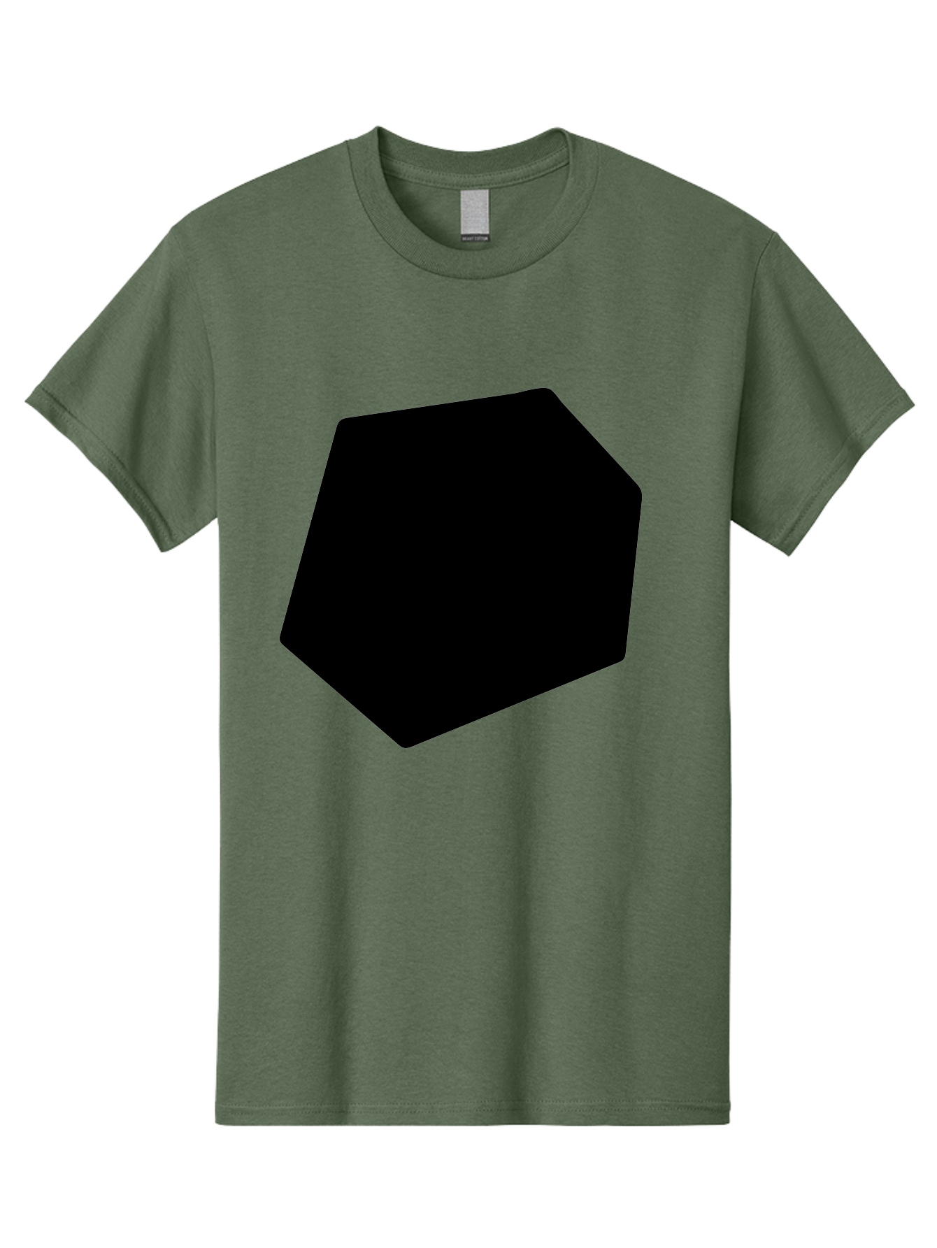 Black-Pentagon Men'S Graphic Tee, 100% Cotton, Comfortable Casual Summer Wear, Machine Washable, Black Heptagon, Geometric Shape, Abstract Design, Minimalist Art, Seven-Sided Polygon, Bold Graphics, Modern Simplicity -  Aaa389