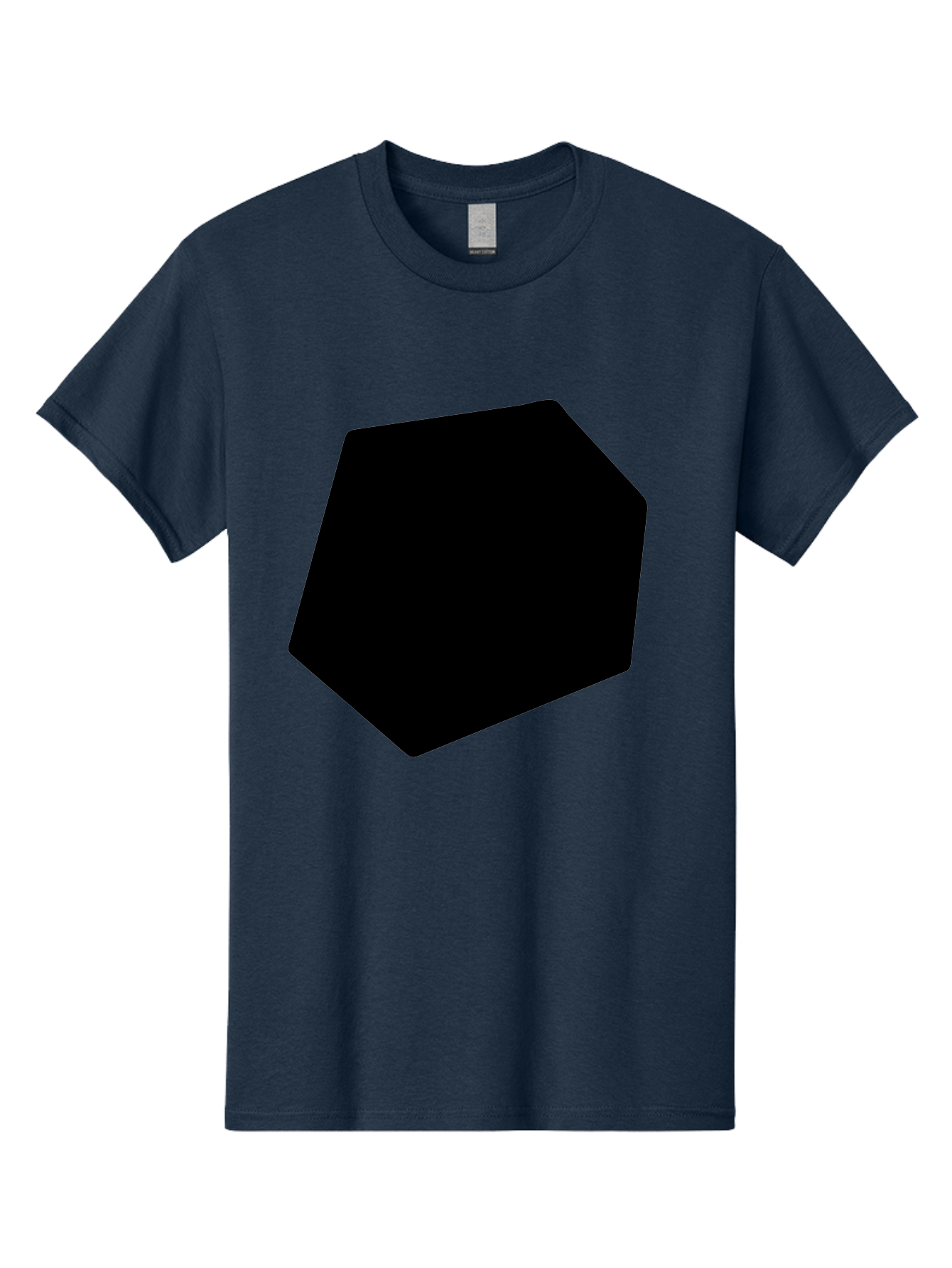 Black-Pentagon Men'S Graphic Tee, 100% Cotton, Comfortable Casual Summer Wear, Machine Washable, Black Heptagon, Geometric Shape, Abstract Design, Minimalist Art, Seven-Sided Polygon, Bold Graphics, Modern Simplicity -  Aaa389