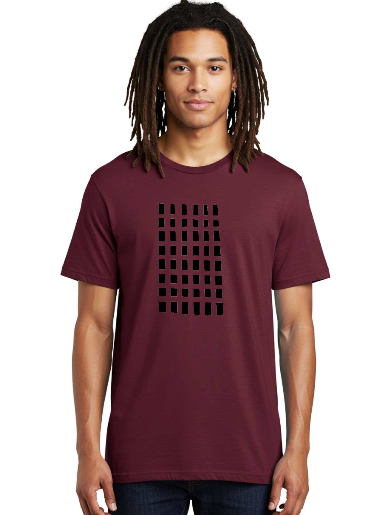 Black-Rectangles Men'S Graphic Tee, 100% Cotton, Comfortable Casual Summer Wear, Machine Washable, Grid Of Black Rectangles, Geometric Pattern, Bold Design, Simple Shapes, Modern Art, Graphic Design Elements -  Aaa390