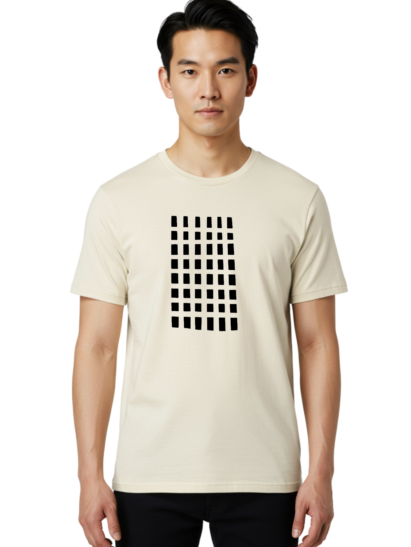 Black-Rectangles Men'S Graphic Tee, 100% Cotton, Comfortable Casual Summer Wear, Machine Washable, Grid Of Black Rectangles, Geometric Pattern, Bold Design, Simple Shapes, Modern Art, Graphic Design Elements -  Aaa390