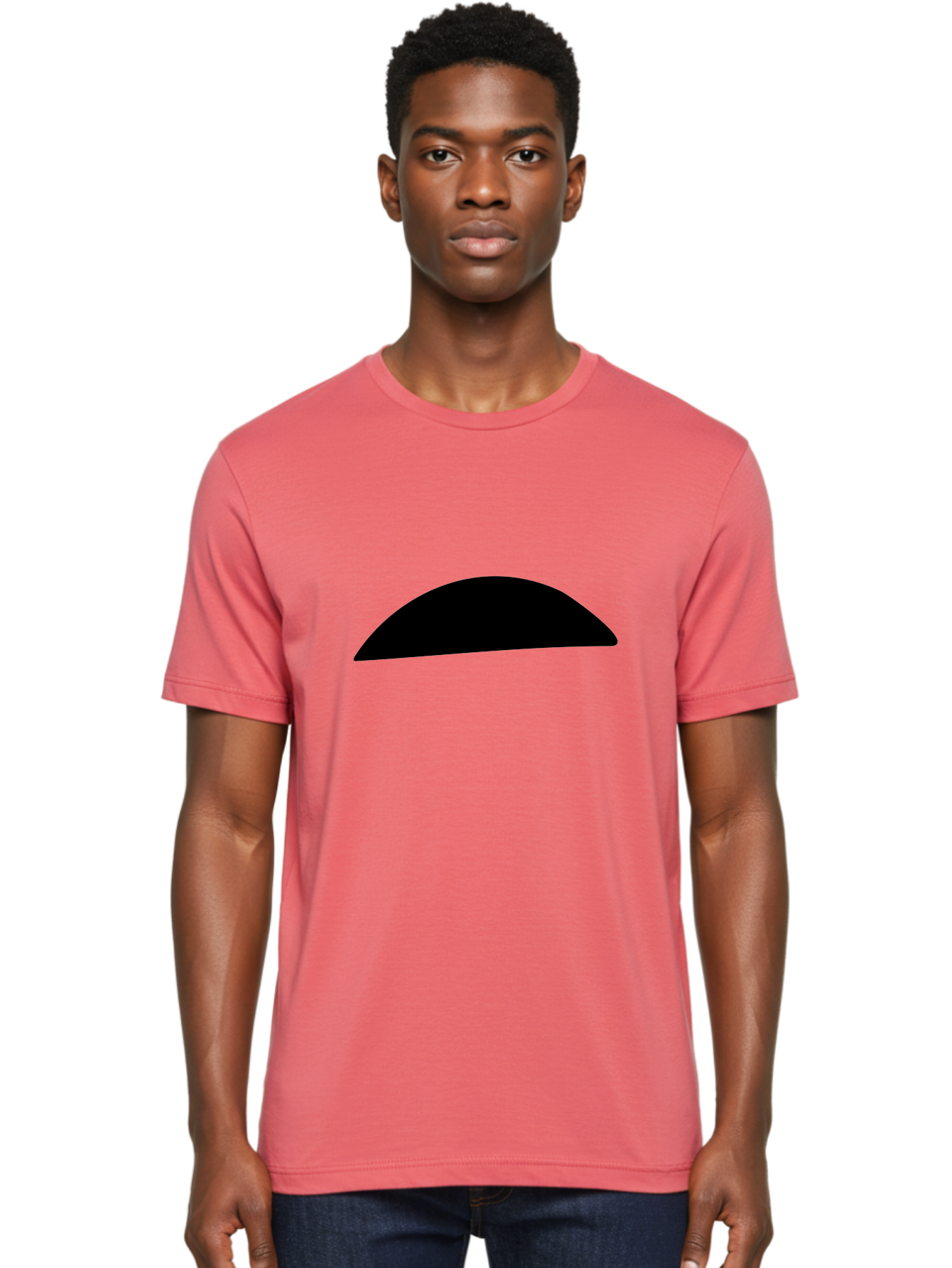 Black-Semicircle Men'S Graphic Tee, 100% Cotton, Comfortable Casual Summer Wear, Machine Washable, Black Semicircle Shape, Minimalist Design, Simple Graphic, Abstract Shape, Modern Art, Geometric Figure -  Aaa392