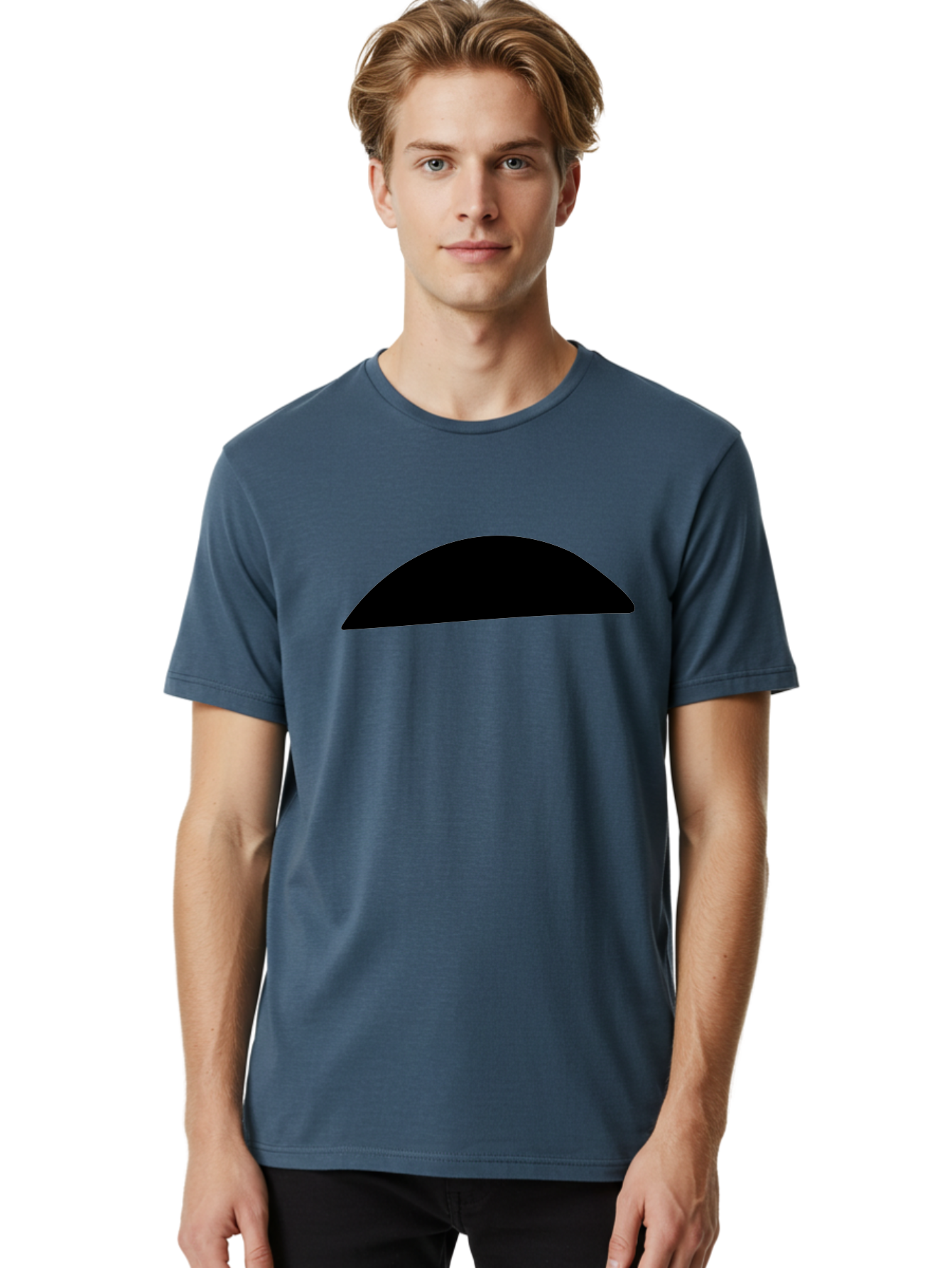 Black-Semicircle Men'S Graphic Tee, 100% Cotton, Comfortable Casual Summer Wear, Machine Washable, Black Semicircle Shape, Minimalist Design, Simple Graphic, Abstract Shape, Modern Art, Geometric Figure -  Aaa392