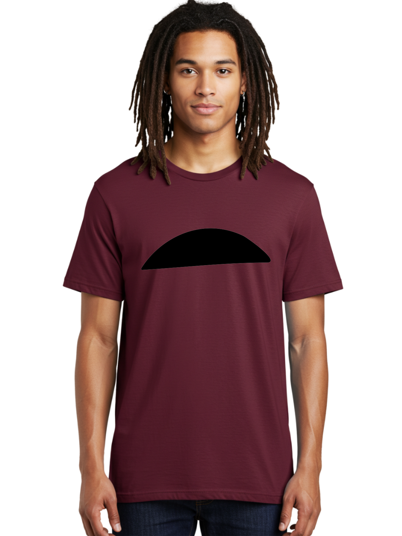 Black-Semicircle Men'S Graphic Tee, 100% Cotton, Comfortable Casual Summer Wear, Machine Washable, Black Semicircle Shape, Minimalist Design, Simple Graphic, Abstract Shape, Modern Art, Geometric Figure -  Aaa392