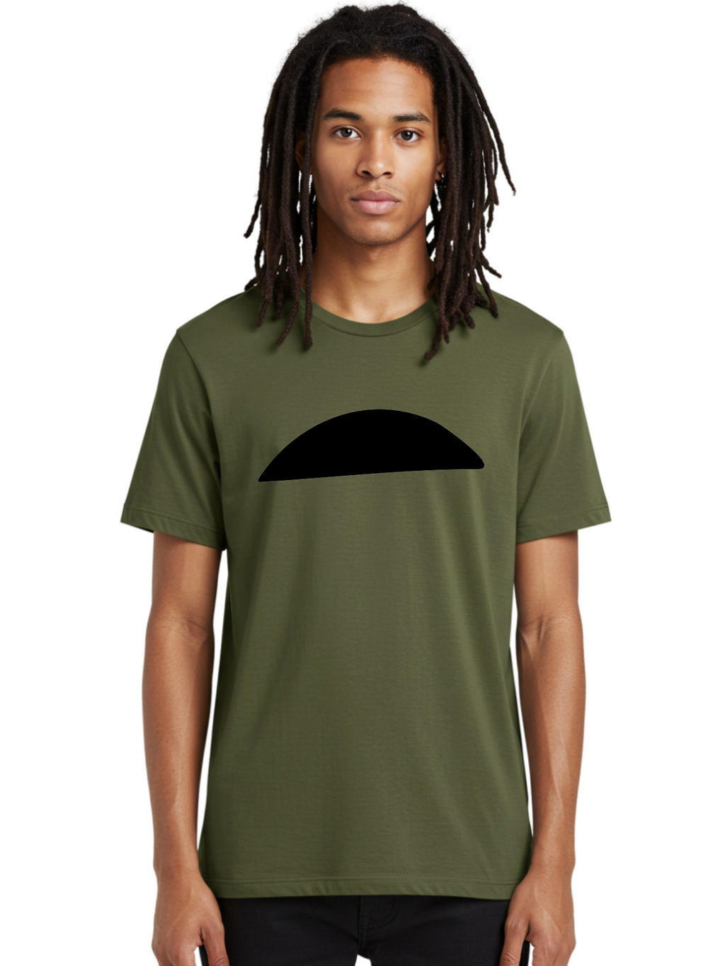 Black-Semicircle Men'S Graphic Tee, 100% Cotton, Comfortable Casual Summer Wear, Machine Washable, Black Semicircle Shape, Minimalist Design, Simple Graphic, Abstract Shape, Modern Art, Geometric Figure -  Aaa392