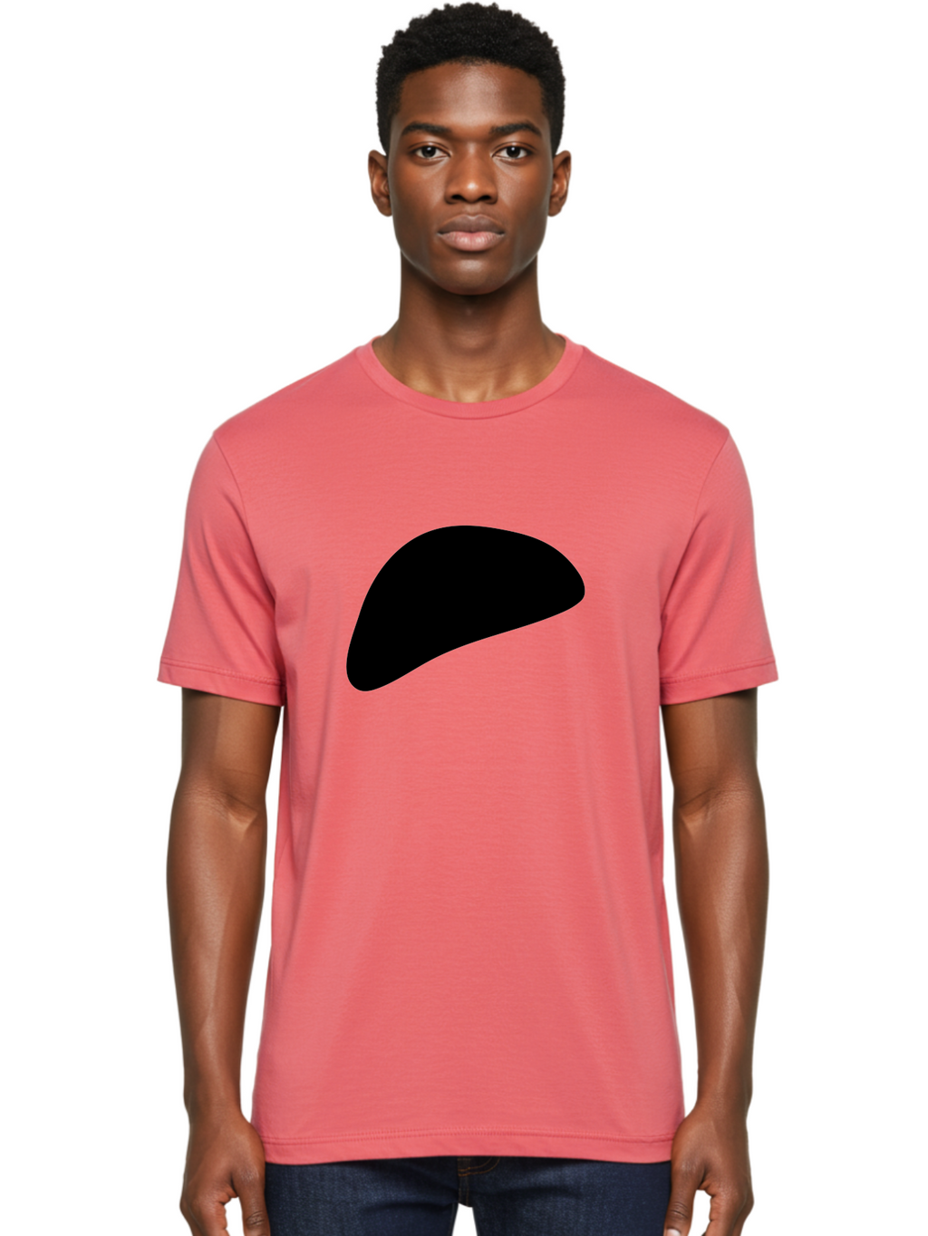 Black-Shape Men'S Graphic Tee, 100% Cotton, Comfortable Casual Summer Wear, Machine Washable, Abstract Black Shape, Minimalist Design, Simple Graphics, Modern Art, Sleek Silhouette, Abstract Shapes -  Aaa393