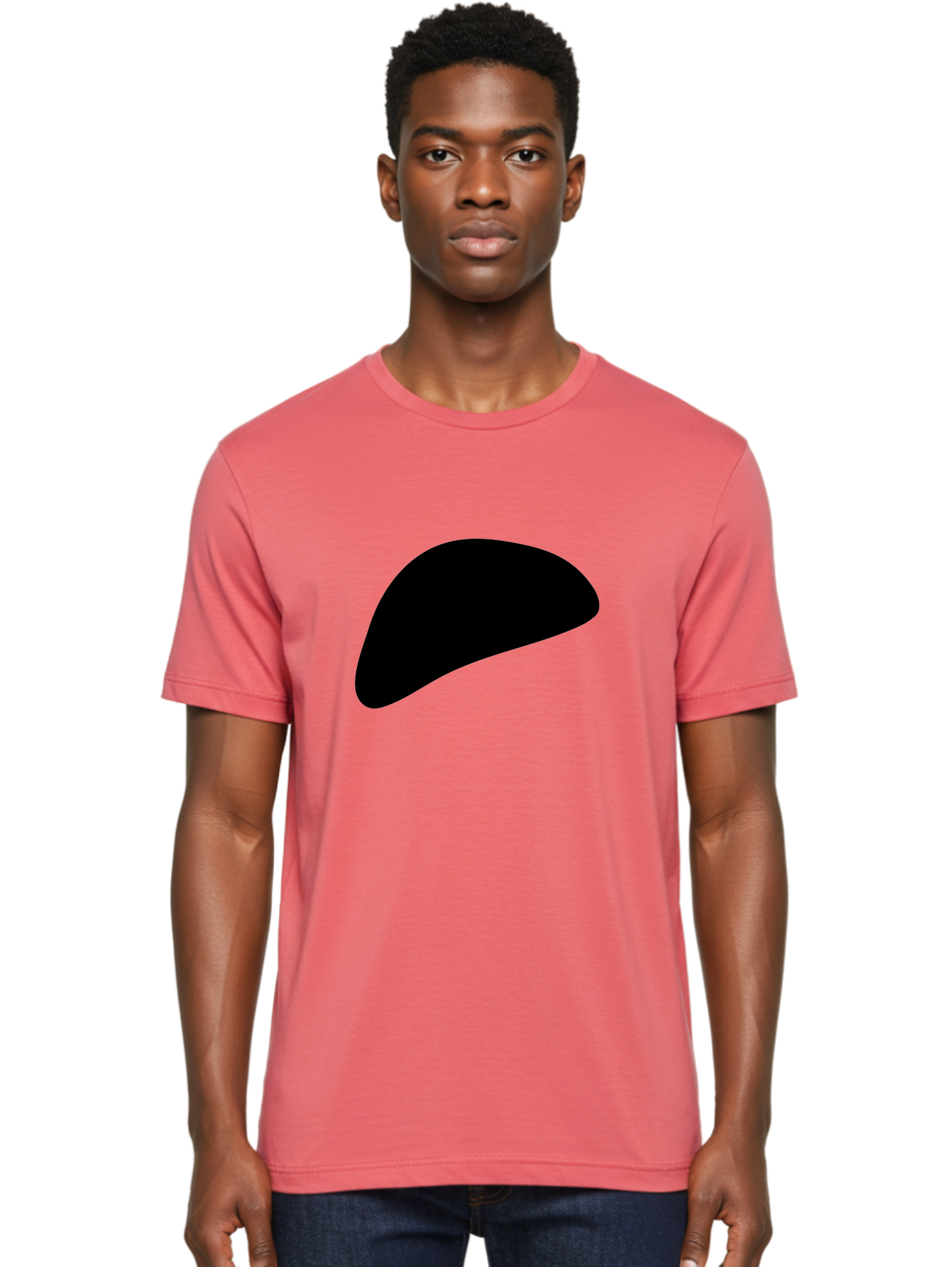 Black-Shape Men'S Graphic Tee, 100% Cotton, Comfortable Casual Summer Wear, Machine Washable, Abstract Black Shape, Minimalist Design, Simple Graphics, Modern Art, Sleek Silhouette, Abstract Shapes -  Aaa393
