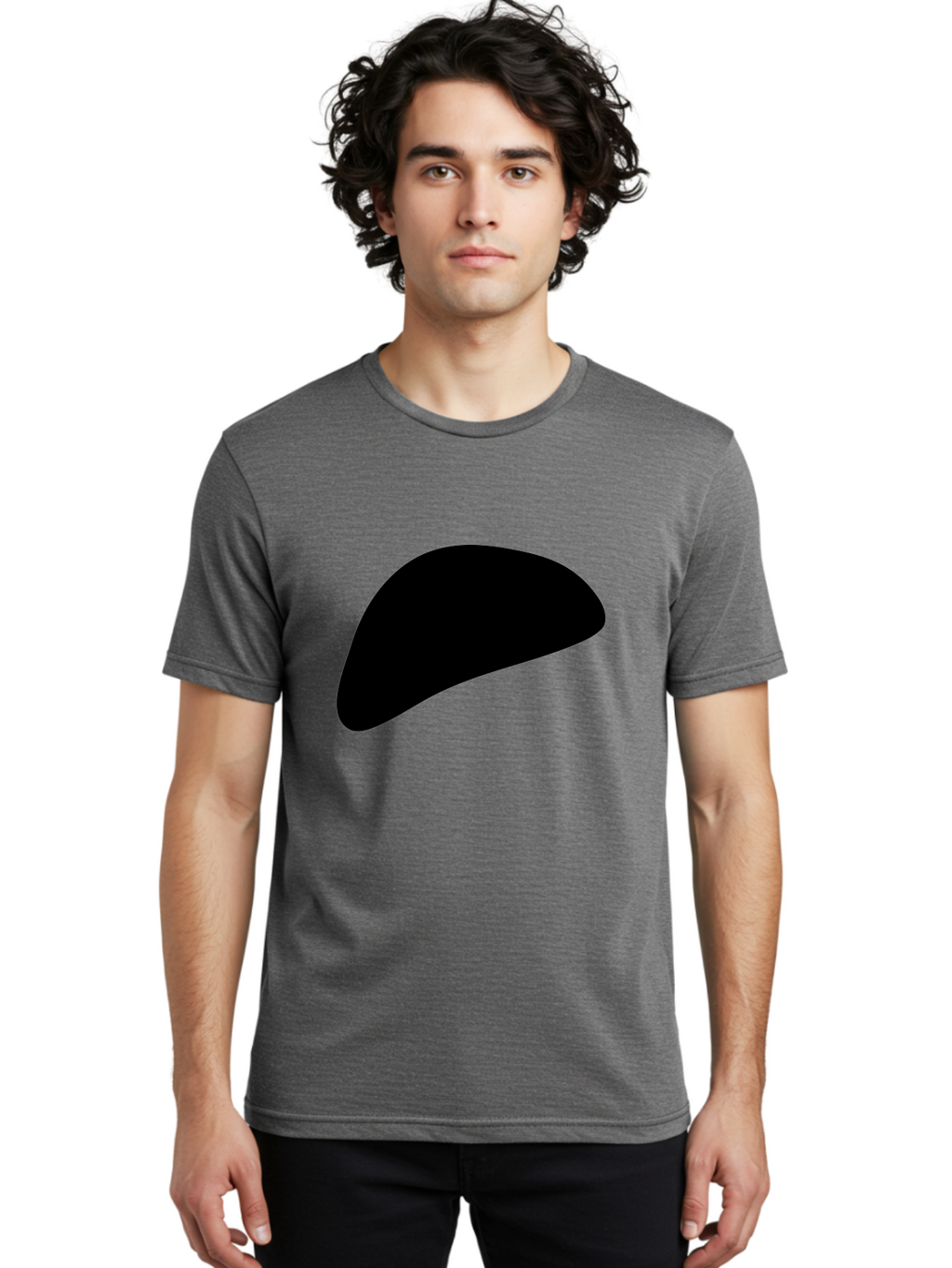 Black-Shape Men'S Graphic Tee, 100% Cotton, Comfortable Casual Summer Wear, Machine Washable, Abstract Black Shape, Minimalist Design, Simple Graphics, Modern Art, Sleek Silhouette, Abstract Shapes -  Aaa393