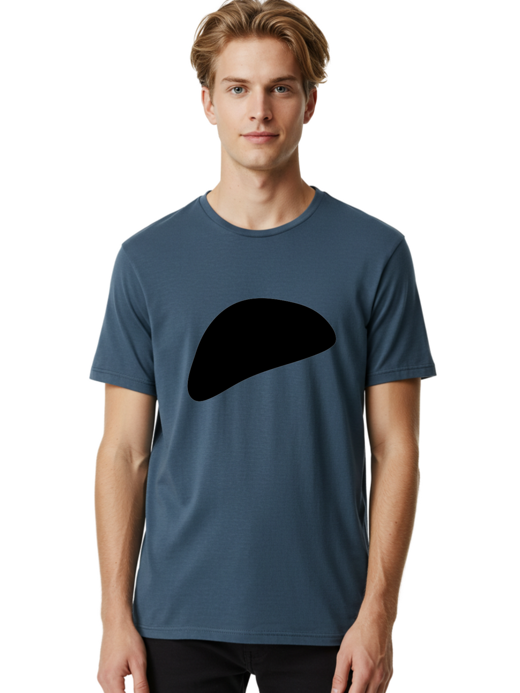 Black-Shape Men'S Graphic Tee, 100% Cotton, Comfortable Casual Summer Wear, Machine Washable, Abstract Black Shape, Minimalist Design, Simple Graphics, Modern Art, Sleek Silhouette, Abstract Shapes -  Aaa393