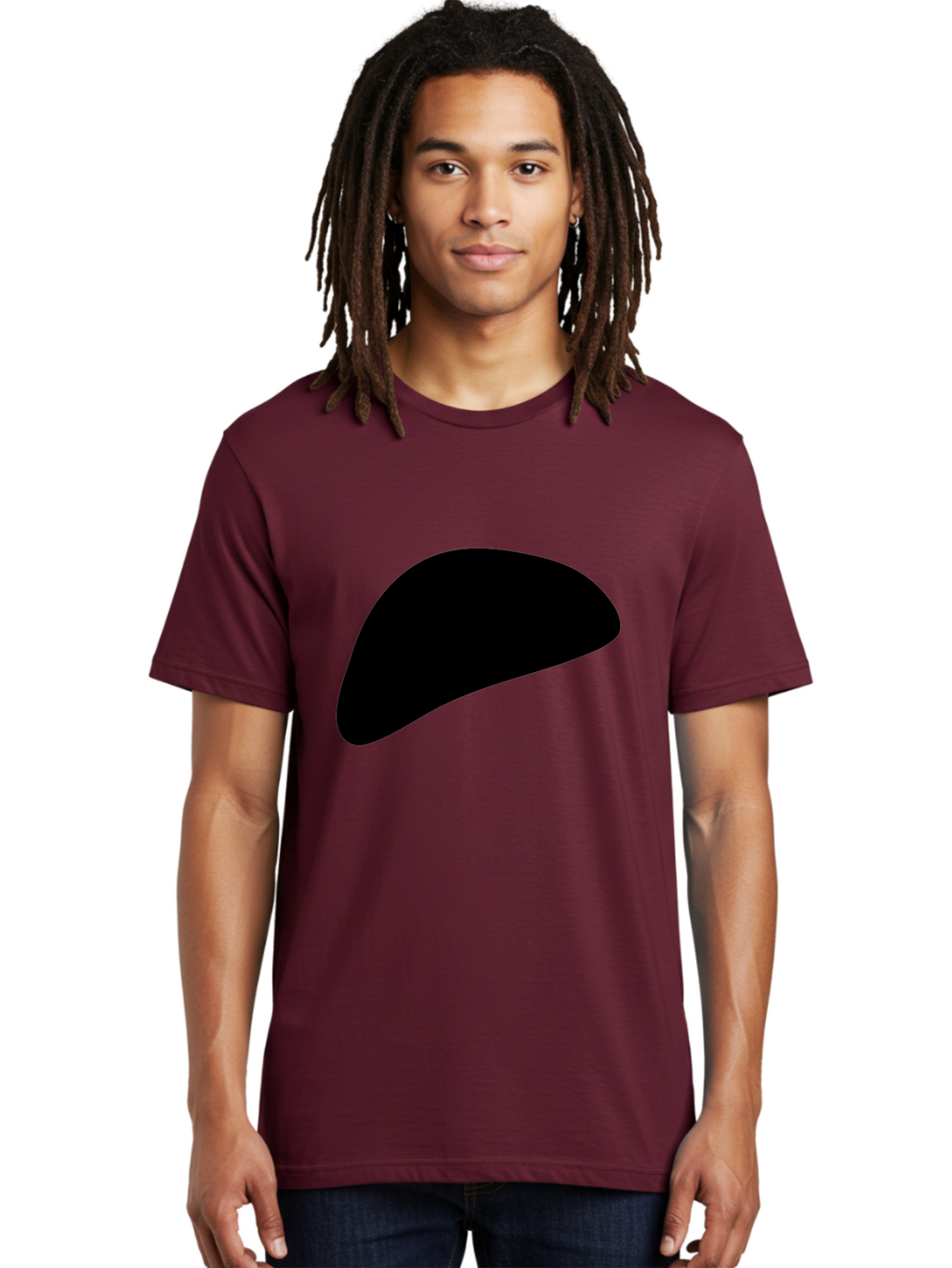 Black-Shape Men'S Graphic Tee, 100% Cotton, Comfortable Casual Summer Wear, Machine Washable, Abstract Black Shape, Minimalist Design, Simple Graphics, Modern Art, Sleek Silhouette, Abstract Shapes -  Aaa393