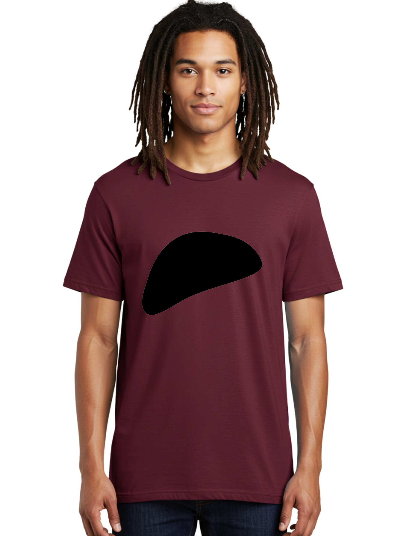 Black-Shape Men'S Graphic Tee, 100% Cotton, Comfortable Casual Summer Wear, Machine Washable, Abstract Black Shape, Minimalist Design, Simple Graphics, Modern Art, Sleek Silhouette, Abstract Shapes -  Aaa393