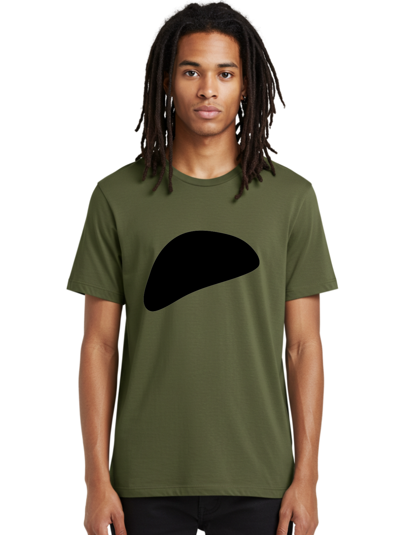 Black-Shape Men'S Graphic Tee, 100% Cotton, Comfortable Casual Summer Wear, Machine Washable, Abstract Black Shape, Minimalist Design, Simple Graphics, Modern Art, Sleek Silhouette, Abstract Shapes -  Aaa393