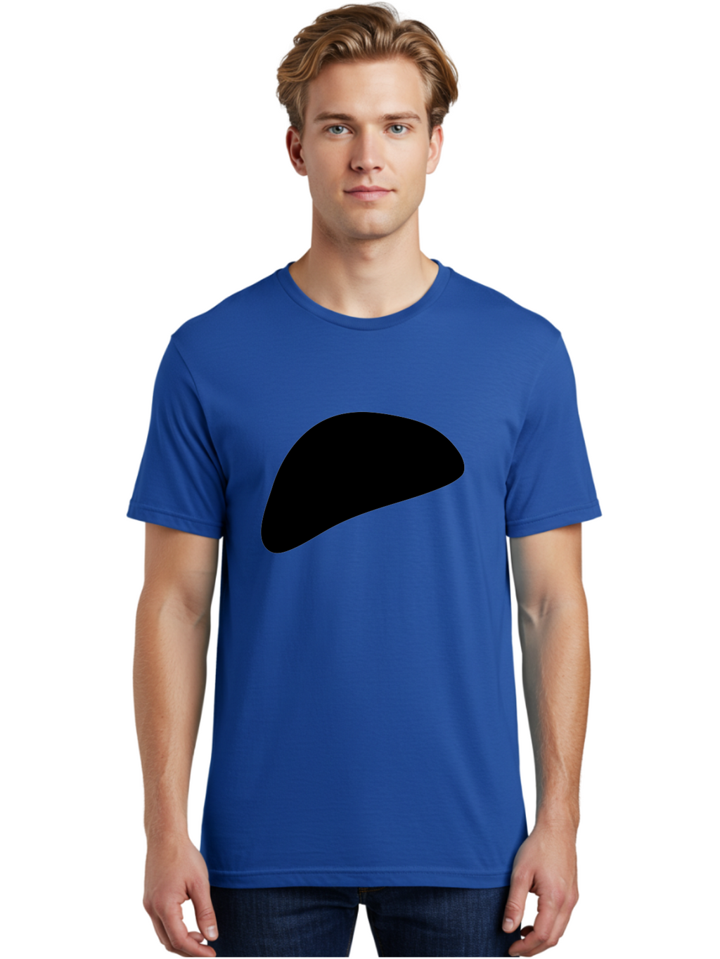 Black-Shape Men'S Graphic Tee, 100% Cotton, Comfortable Casual Summer Wear, Machine Washable, Abstract Black Shape, Minimalist Design, Simple Graphics, Modern Art, Sleek Silhouette, Abstract Shapes -  Aaa393