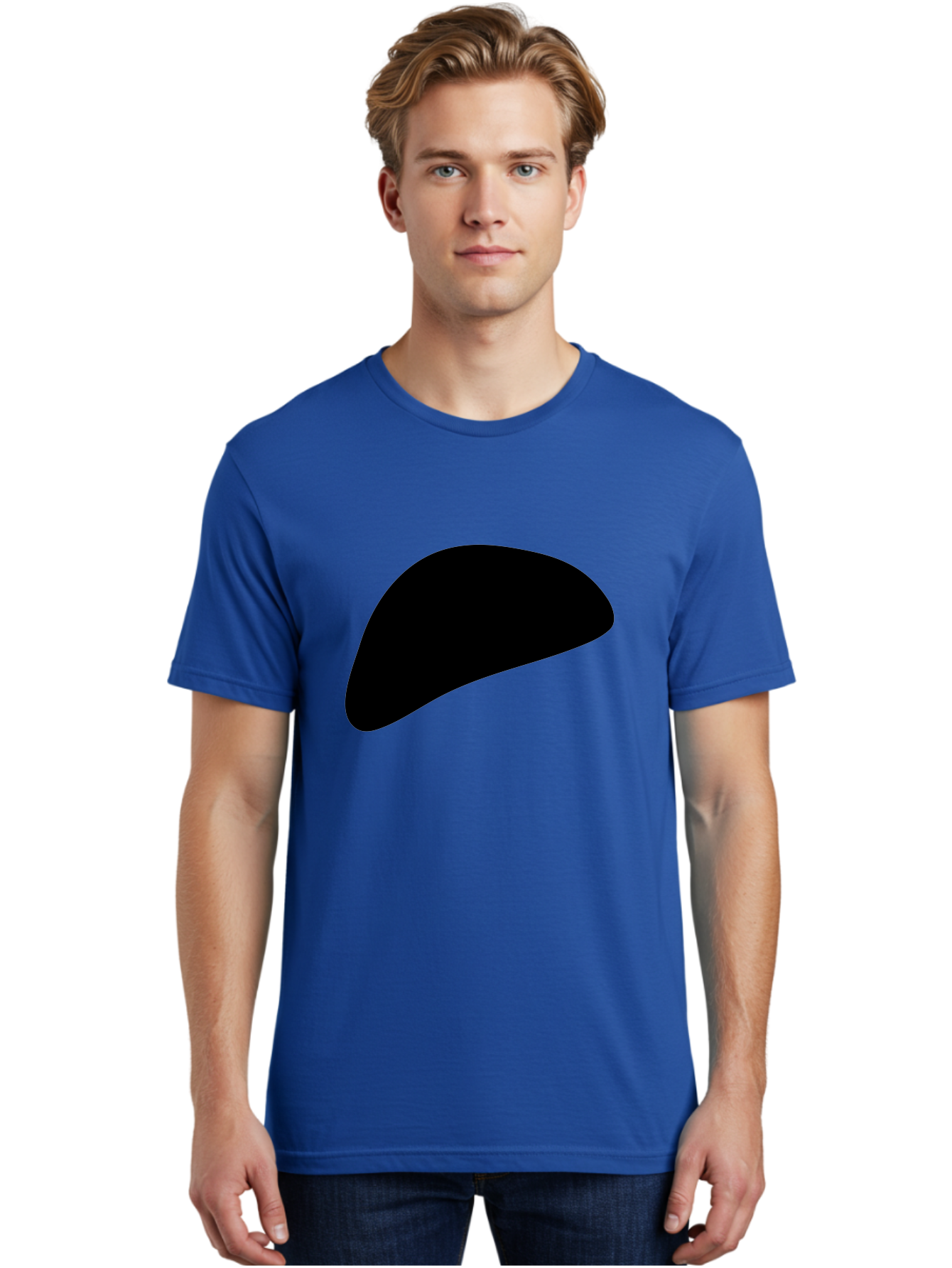 Black-Shape Men'S Graphic Tee, 100% Cotton, Comfortable Casual Summer Wear, Machine Washable, Abstract Black Shape, Minimalist Design, Simple Graphics, Modern Art, Sleek Silhouette, Abstract Shapes -  Aaa393
