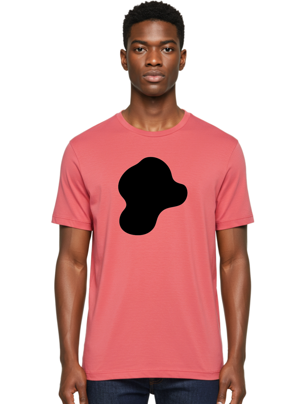 Black-Silhouette Men'S Graphic Tee, 100% Cotton, Comfortable Casual Summer Wear, Machine Washable, Black Blob Shape, Abstract Design, Minimalist Art, Modern Graphic, Simple Silhouette, Abstract Form -  Aaa395