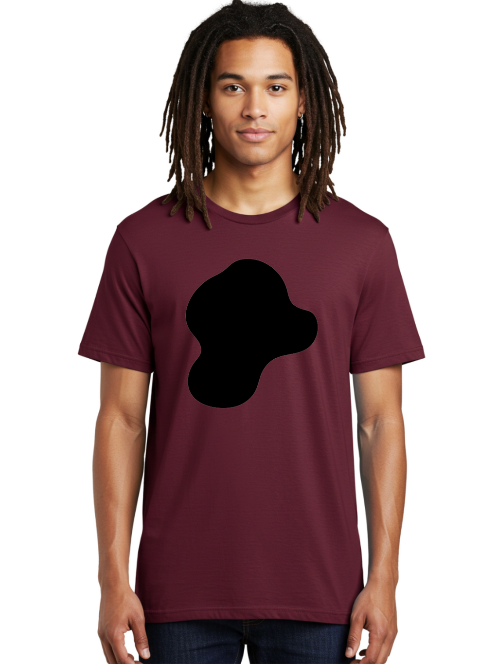 Black-Silhouette Men'S Graphic Tee, 100% Cotton, Comfortable Casual Summer Wear, Machine Washable, Black Blob Shape, Abstract Design, Minimalist Art, Modern Graphic, Simple Silhouette, Abstract Form -  Aaa395
