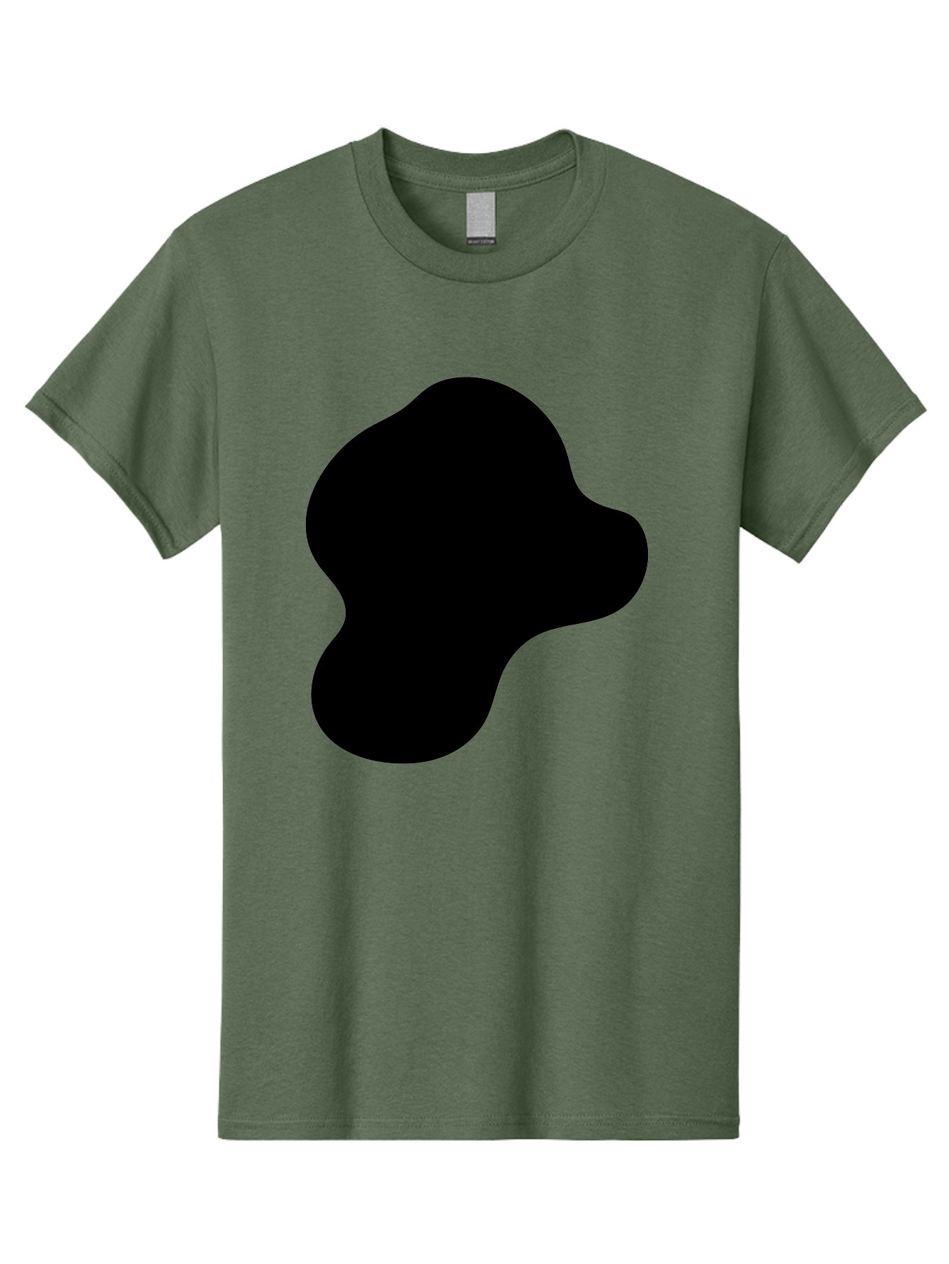 Black-Silhouette Men'S Graphic Tee, 100% Cotton, Comfortable Casual Summer Wear, Machine Washable, Black Blob Shape, Abstract Design, Minimalist Art, Modern Graphic, Simple Silhouette, Abstract Form -  Aaa395