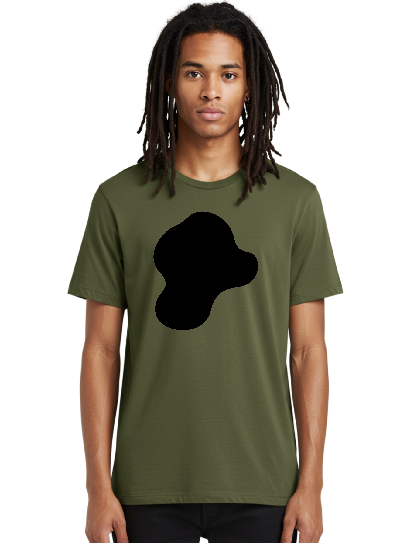 Black-Silhouette Men'S Graphic Tee, 100% Cotton, Comfortable Casual Summer Wear, Machine Washable, Black Blob Shape, Abstract Design, Minimalist Art, Modern Graphic, Simple Silhouette, Abstract Form -  Aaa395