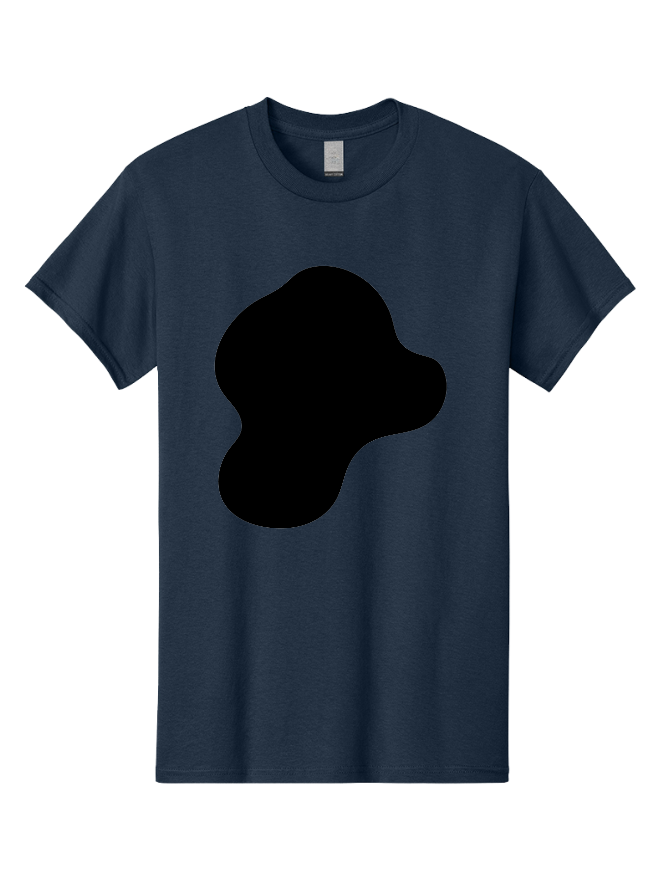 Black-Silhouette Men'S Graphic Tee, 100% Cotton, Comfortable Casual Summer Wear, Machine Washable, Black Blob Shape, Abstract Design, Minimalist Art, Modern Graphic, Simple Silhouette, Abstract Form -  Aaa395