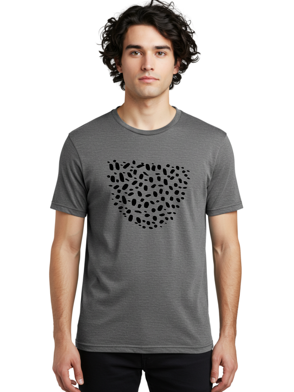Black-Stones-Heart Men'S Graphic Tee, 100% Cotton, Comfortable Casual Summer Wear, Machine Washable, Black Stones, Heart Shape, Scattered Stones, Modern Design, Abstract Art, Symbolic Heart, Minimalist Style -  Aaa396