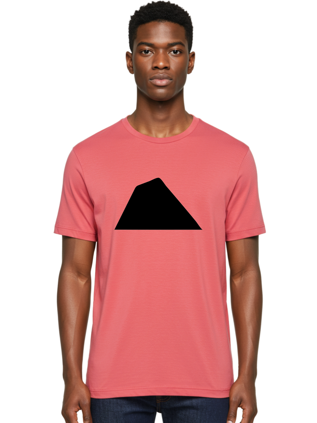 Black-Trapezoid Men'S Graphic Tee, 100% Cotton, Comfortable Casual Summer Wear, Machine Washable, Triangle Shape, Geometric Figure, Abstract Design, Simple Shape, Minimalist Art, Bold Graphic, Modern Icon, Graphic Element -  Aaa397