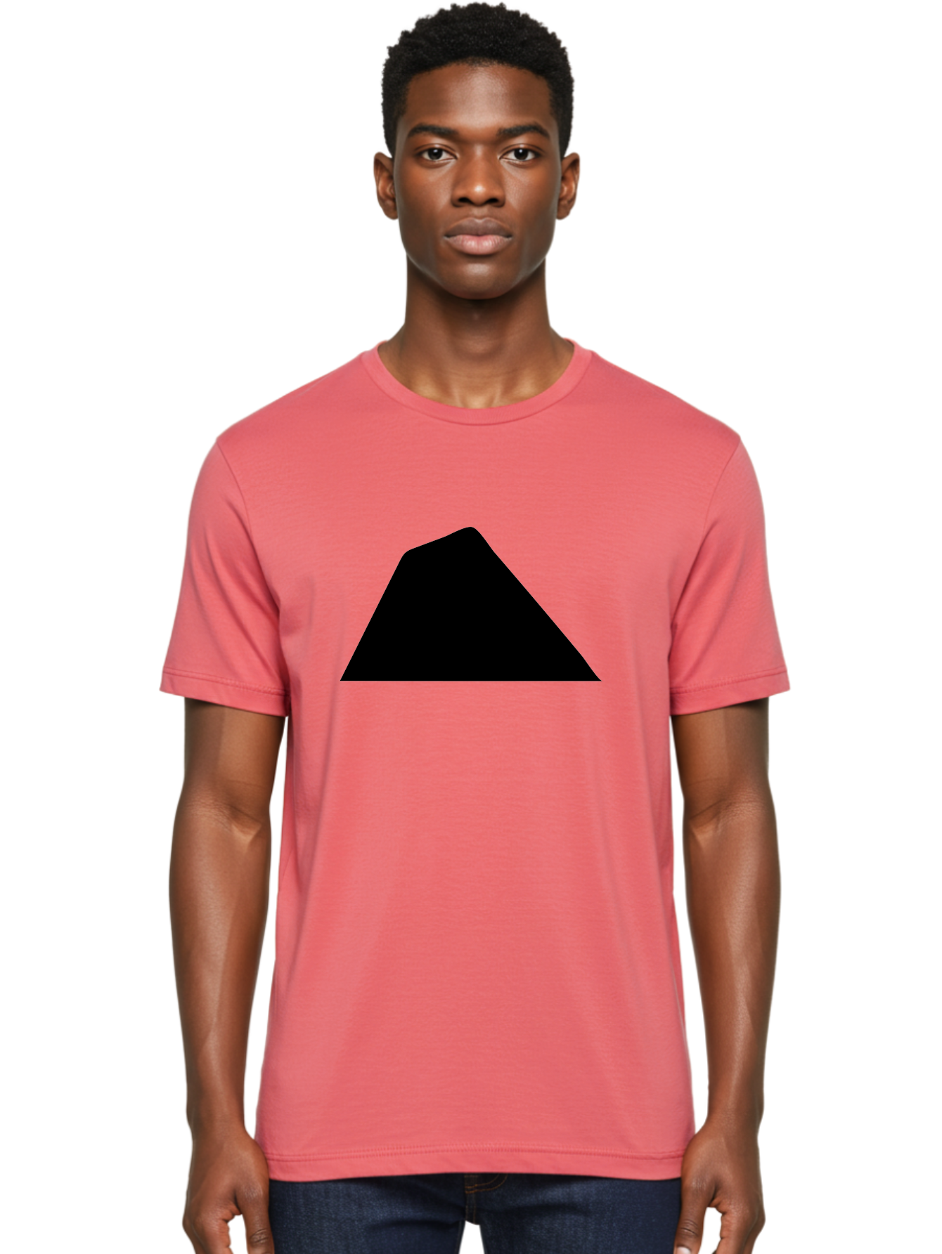 Black-Trapezoid Men'S Graphic Tee, 100% Cotton, Comfortable Casual Summer Wear, Machine Washable, Triangle Shape, Geometric Figure, Abstract Design, Simple Shape, Minimalist Art, Bold Graphic, Modern Icon, Graphic Element -  Aaa397