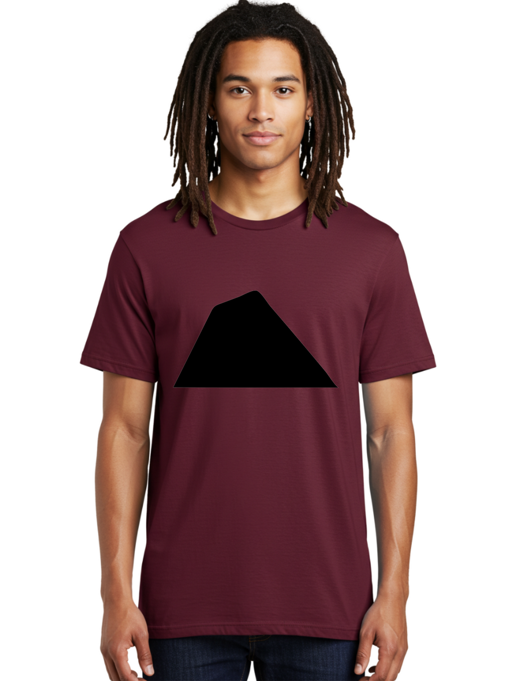 Black-Trapezoid Men'S Graphic Tee, 100% Cotton, Comfortable Casual Summer Wear, Machine Washable, Triangle Shape, Geometric Figure, Abstract Design, Simple Shape, Minimalist Art, Bold Graphic, Modern Icon, Graphic Element -  Aaa397