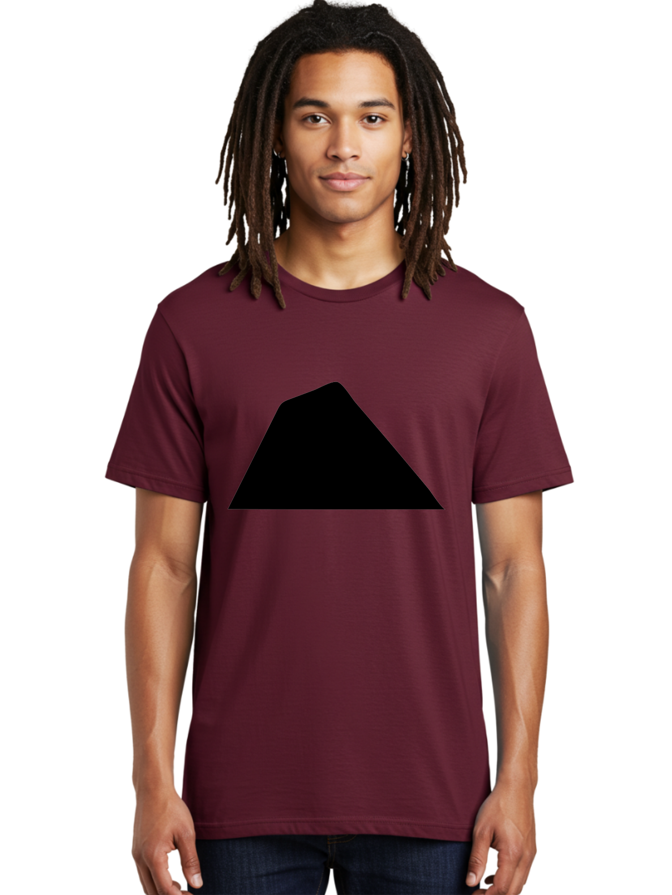 Black-Trapezoid Men'S Graphic Tee, 100% Cotton, Comfortable Casual Summer Wear, Machine Washable, Triangle Shape, Geometric Figure, Abstract Design, Simple Shape, Minimalist Art, Bold Graphic, Modern Icon, Graphic Element -  Aaa397
