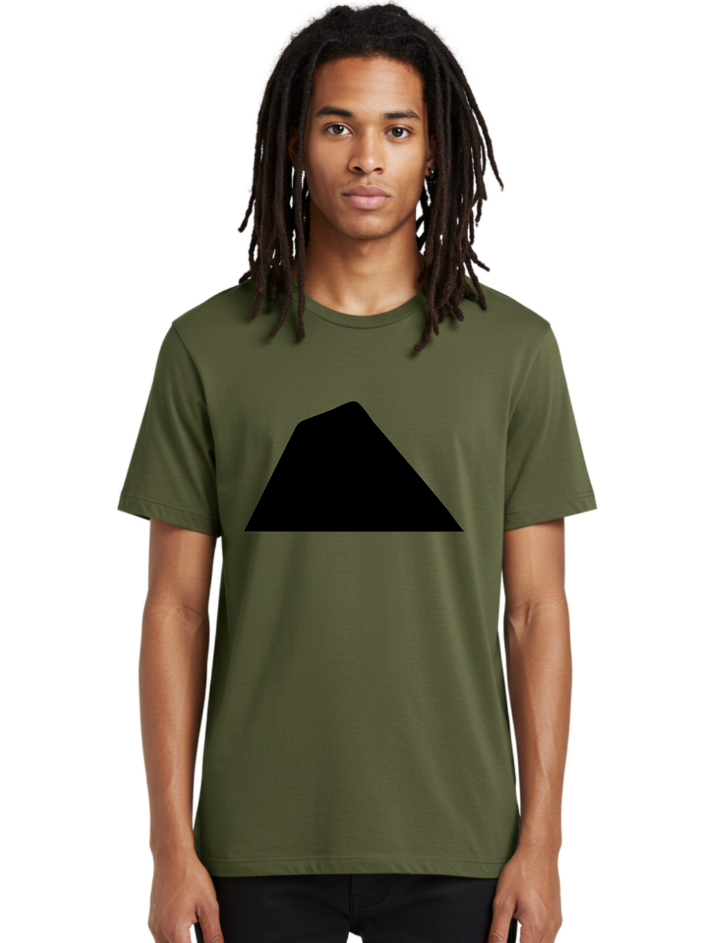 Black-Trapezoid Men'S Graphic Tee, 100% Cotton, Comfortable Casual Summer Wear, Machine Washable, Triangle Shape, Geometric Figure, Abstract Design, Simple Shape, Minimalist Art, Bold Graphic, Modern Icon, Graphic Element -  Aaa397