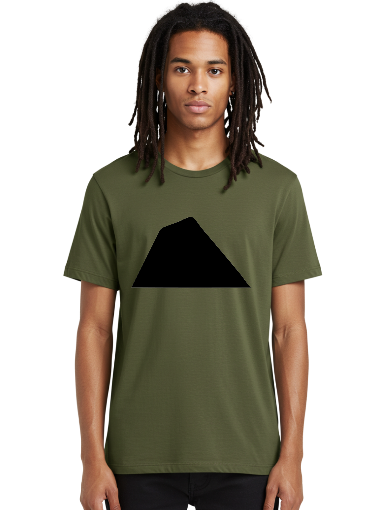 Black-Trapezoid Men'S Graphic Tee, 100% Cotton, Comfortable Casual Summer Wear, Machine Washable, Triangle Shape, Geometric Figure, Abstract Design, Simple Shape, Minimalist Art, Bold Graphic, Modern Icon, Graphic Element -  Aaa397