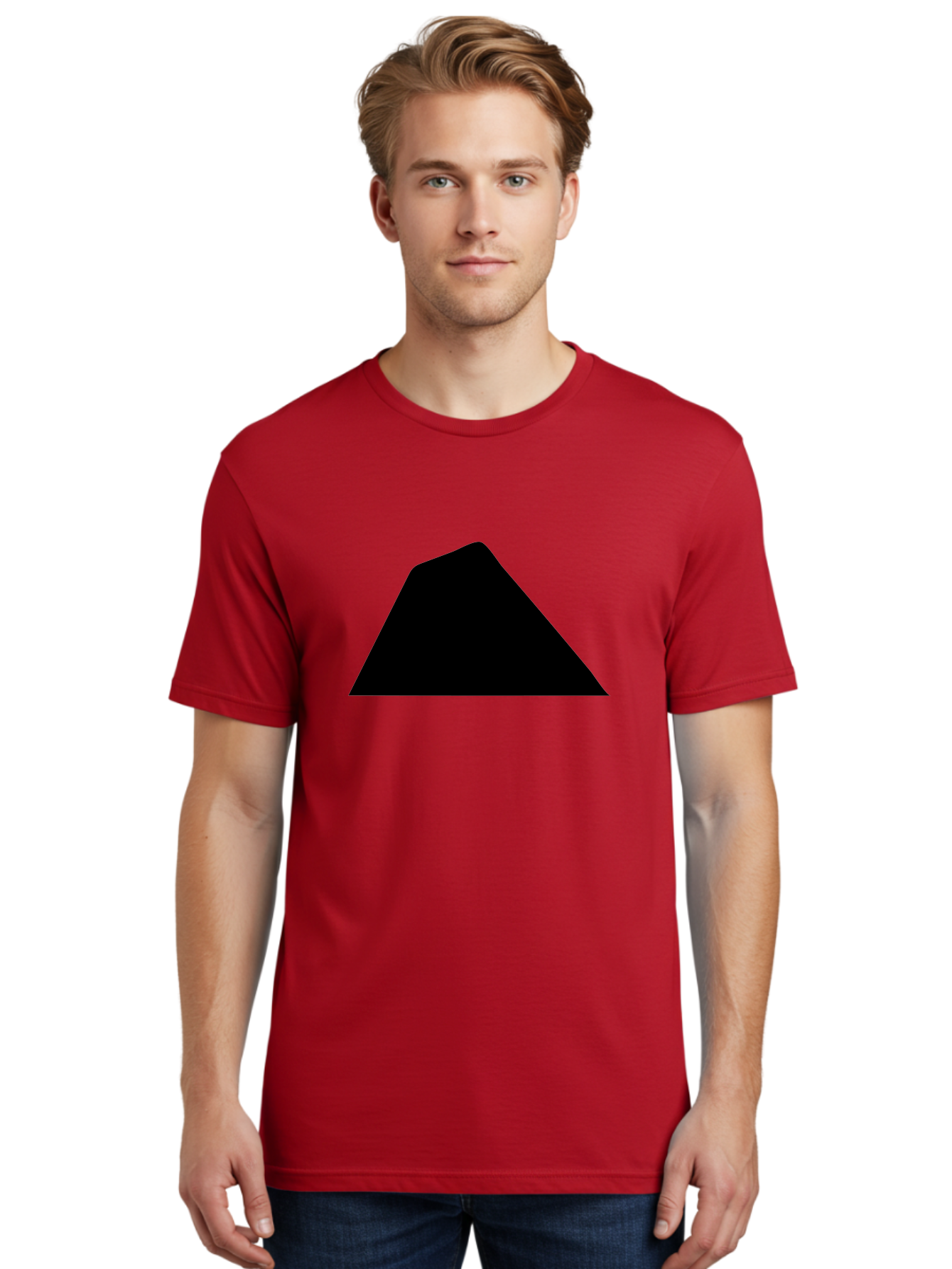 Black-Trapezoid Men'S Graphic Tee, 100% Cotton, Comfortable Casual Summer Wear, Machine Washable, Triangle Shape, Geometric Figure, Abstract Design, Simple Shape, Minimalist Art, Bold Graphic, Modern Icon, Graphic Element -  Aaa397