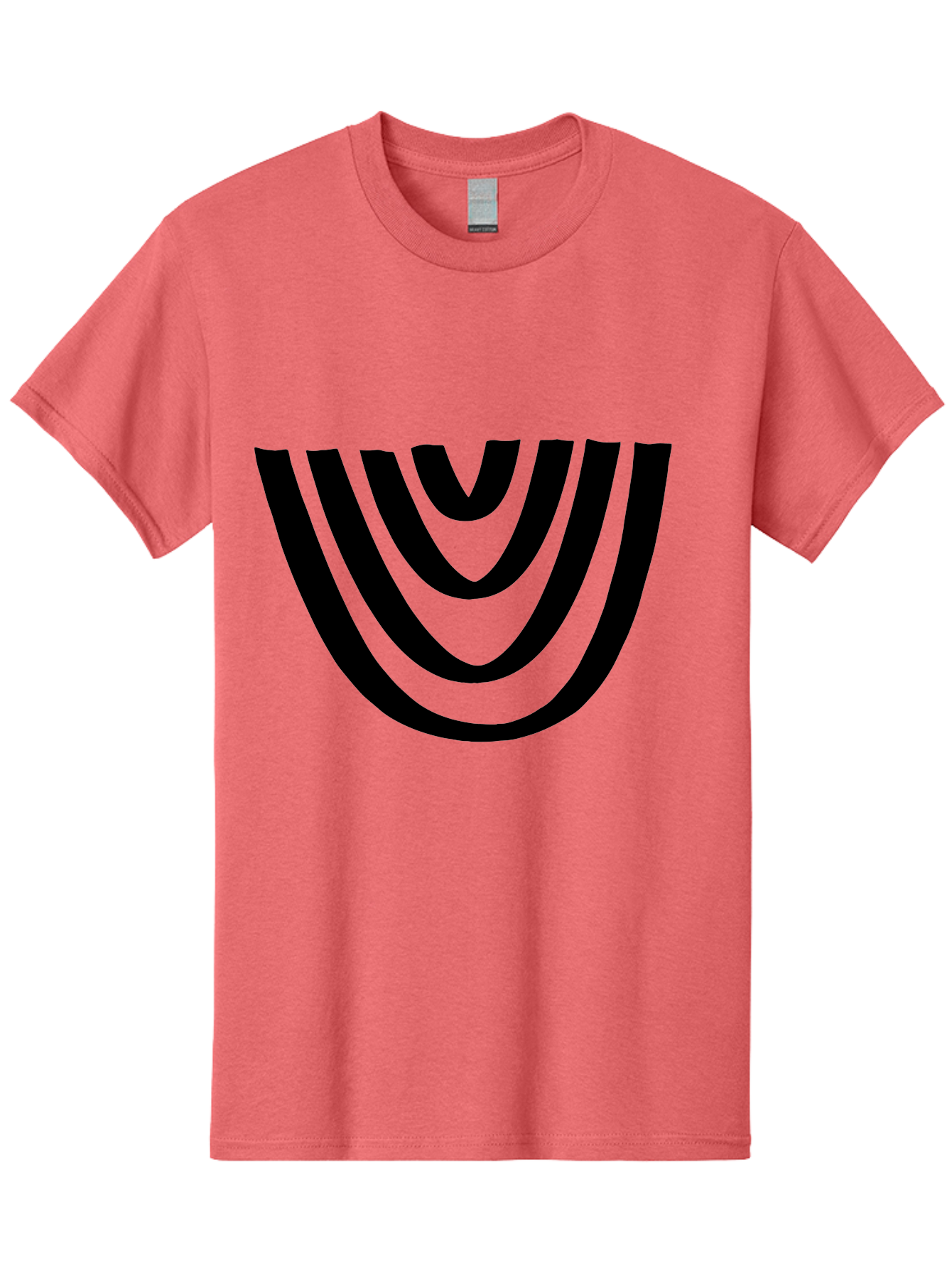 Black-U-Shaped-Lines Men'S Graphic Tee, 100% Cotton, Comfortable Casual Summer Wear, Machine Washable, Curved Lines, Abstract Design, Black Lines, Layered Effect, Modern Art, Geometric Pattern, Minimalistic Style -  Aaa398