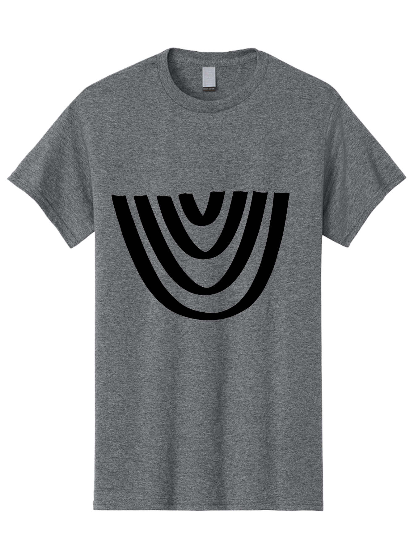 Black-U-Shaped-Lines Men'S Graphic Tee, 100% Cotton, Comfortable Casual Summer Wear, Machine Washable, Curved Lines, Abstract Design, Black Lines, Layered Effect, Modern Art, Geometric Pattern, Minimalistic Style -  Aaa398
