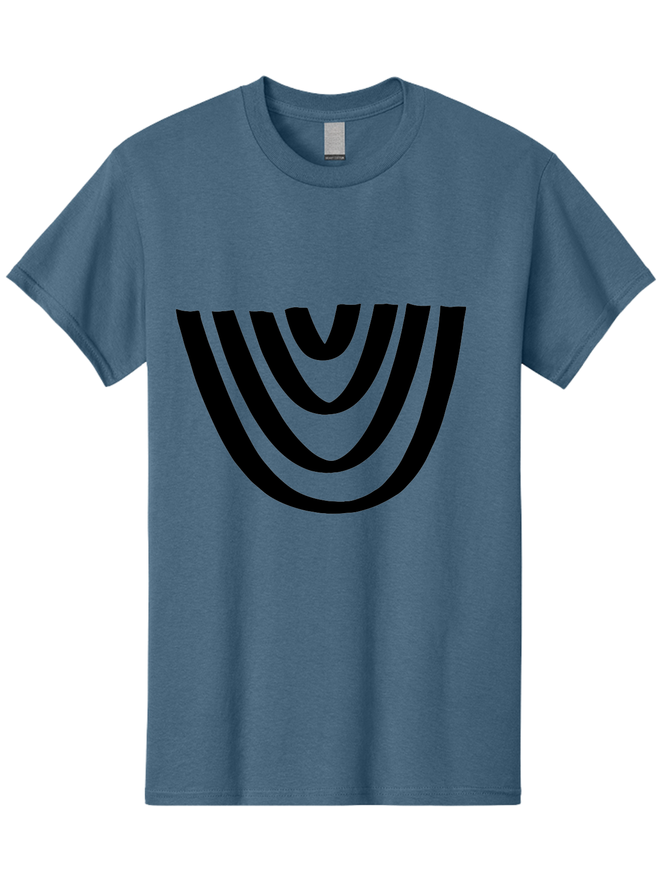 Black-U-Shaped-Lines Men'S Graphic Tee, 100% Cotton, Comfortable Casual Summer Wear, Machine Washable, Curved Lines, Abstract Design, Black Lines, Layered Effect, Modern Art, Geometric Pattern, Minimalistic Style -  Aaa398