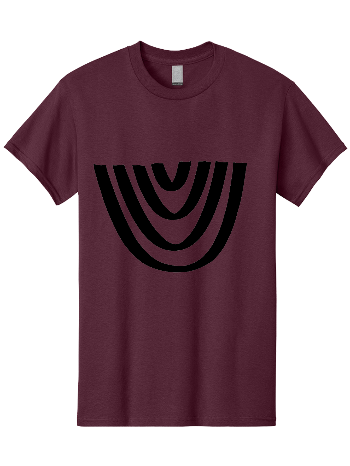 Black-U-Shaped-Lines Men'S Graphic Tee, 100% Cotton, Comfortable Casual Summer Wear, Machine Washable, Curved Lines, Abstract Design, Black Lines, Layered Effect, Modern Art, Geometric Pattern, Minimalistic Style -  Aaa398